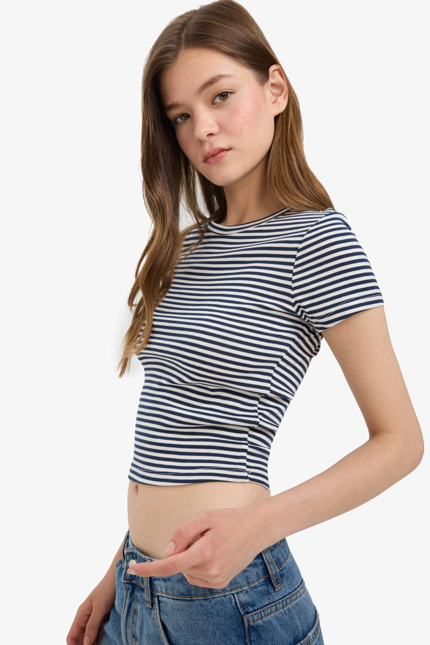 Coool Fitted Bisiklet Yaka 2'li Ribana Kısa Kollu Tişört