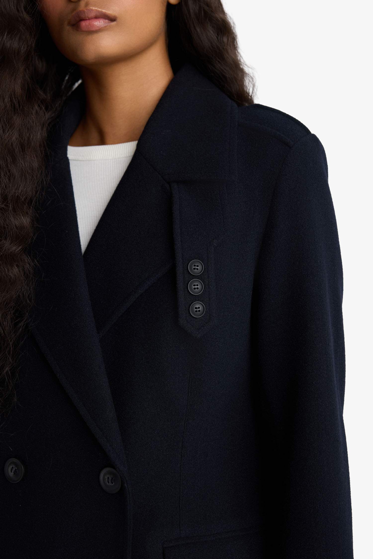 Regular Fit Düğmeli Uzun Kaşe Kaban