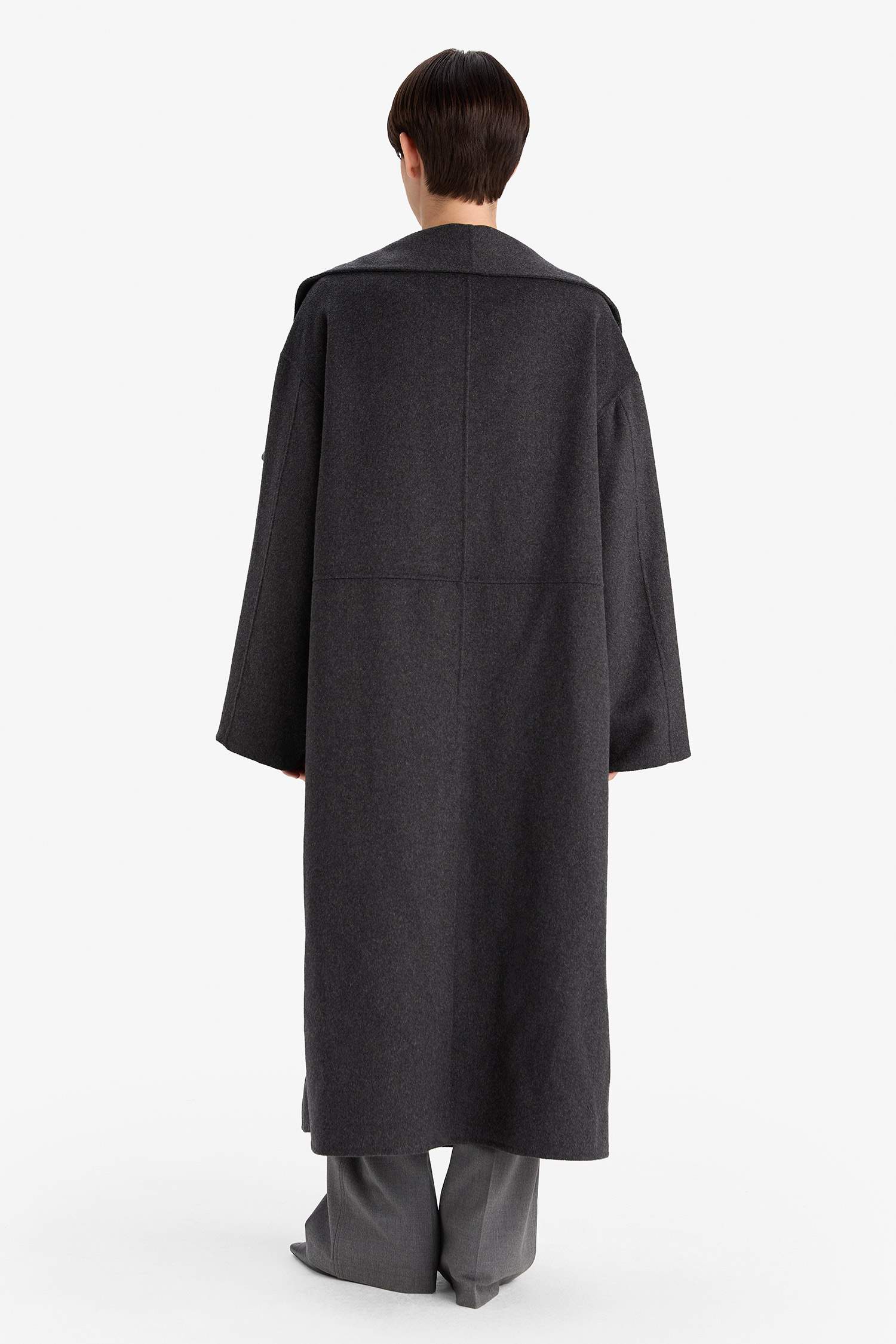 Regular Fit Düğmeli Uzun Kaşe Kaban