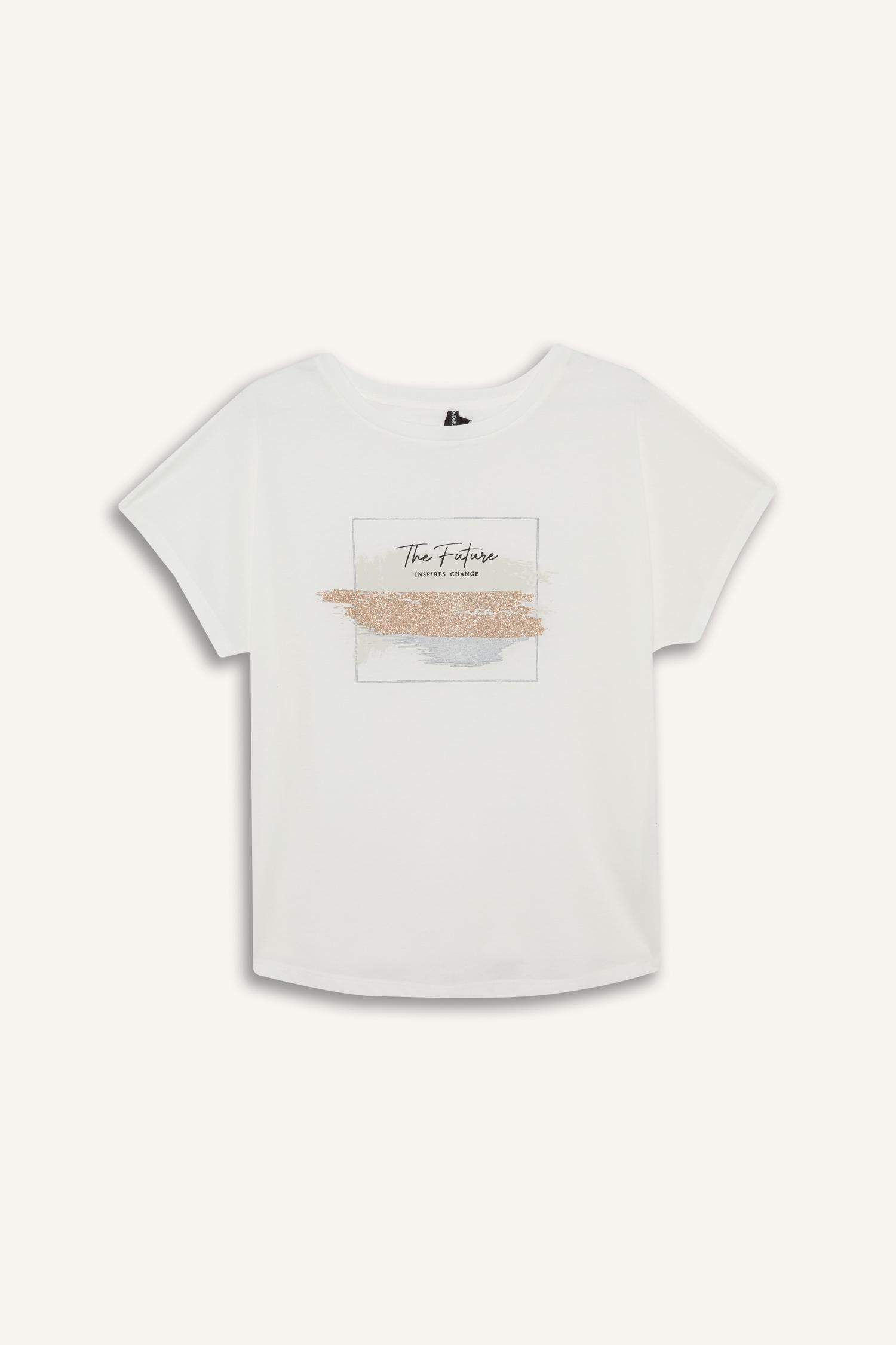 Regular Fit Bisiklet Yaka Baskılı Kısa Kollu Tişört