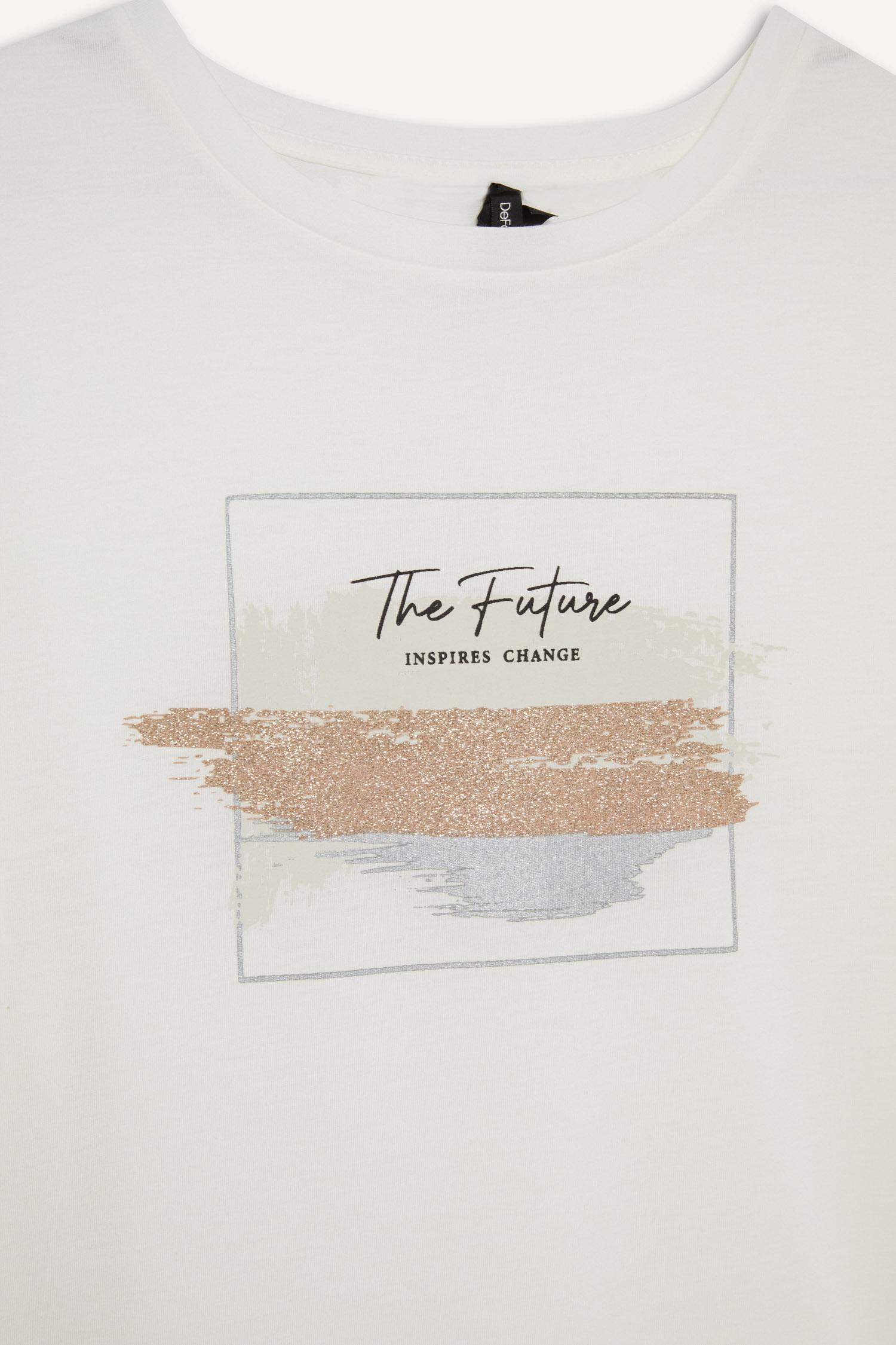 Regular Fit Bisiklet Yaka Baskılı Kısa Kollu Tişört