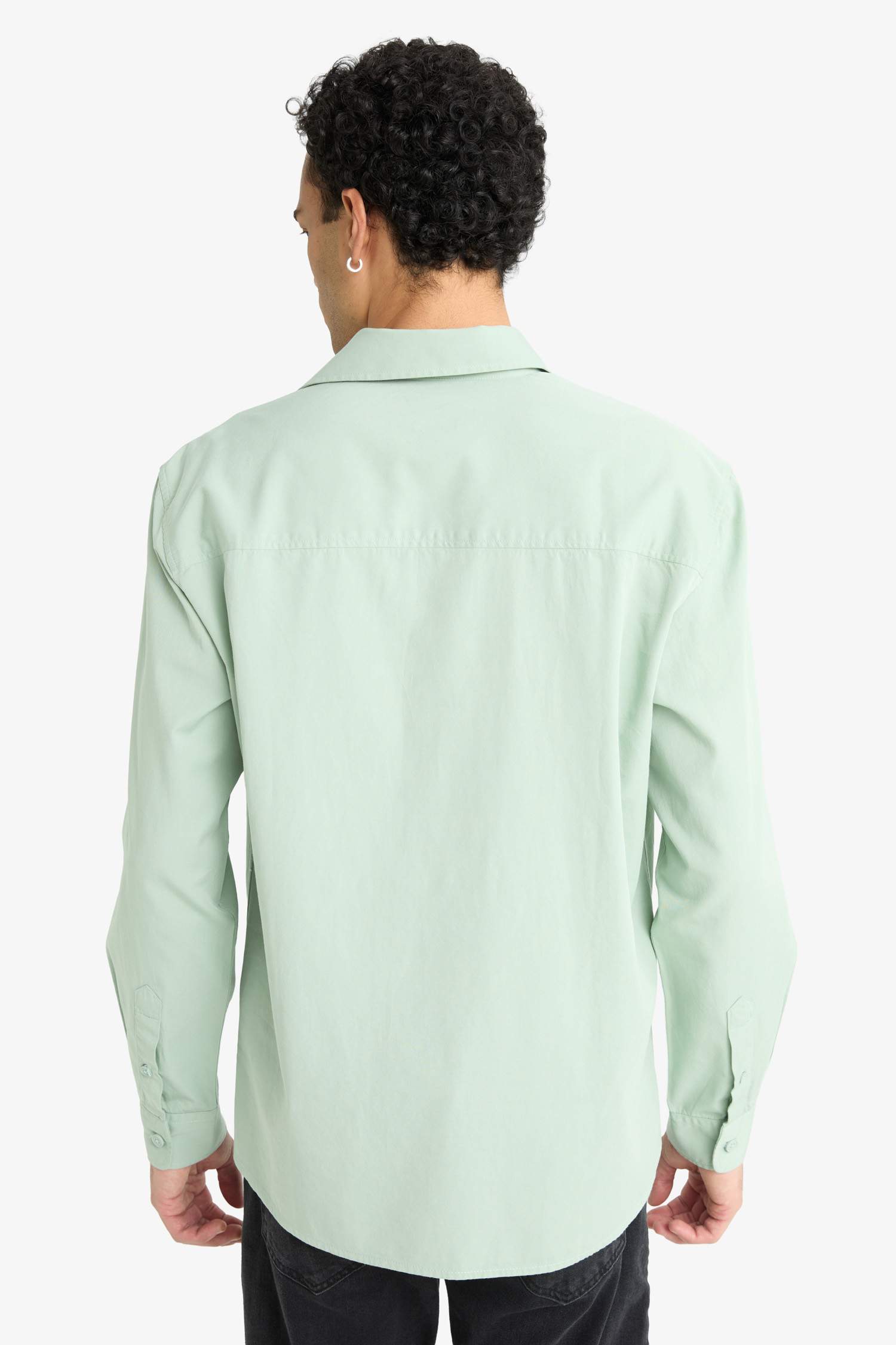 Regular Fit Polo Yaka Dokuma Uzun Kollu Gömlek