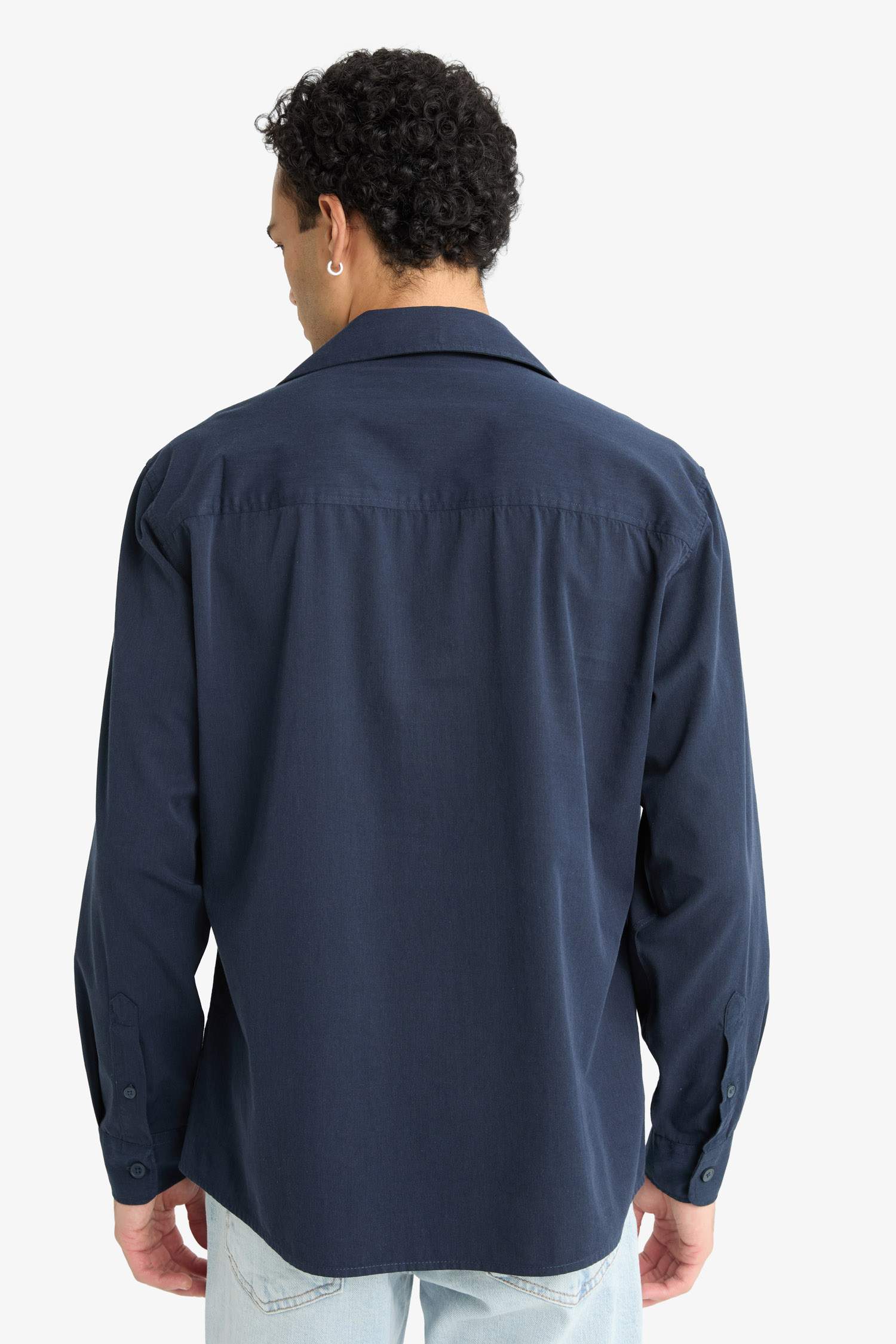 Regular Fit Polo Yaka Dokuma Uzun Kollu Gömlek