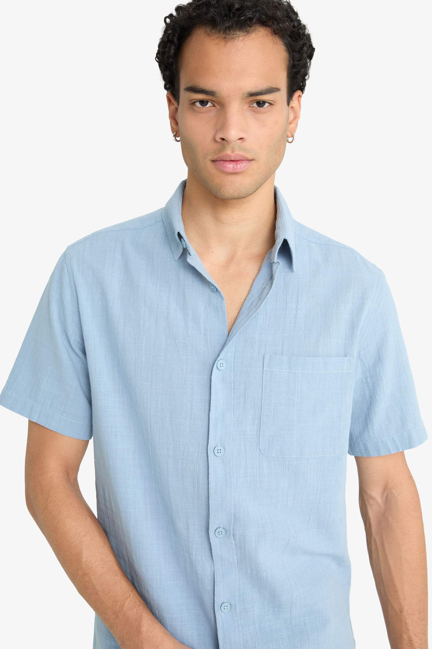 Slim Fit Dar Kesim Polo Yaka Kısa Kollu Gömlek