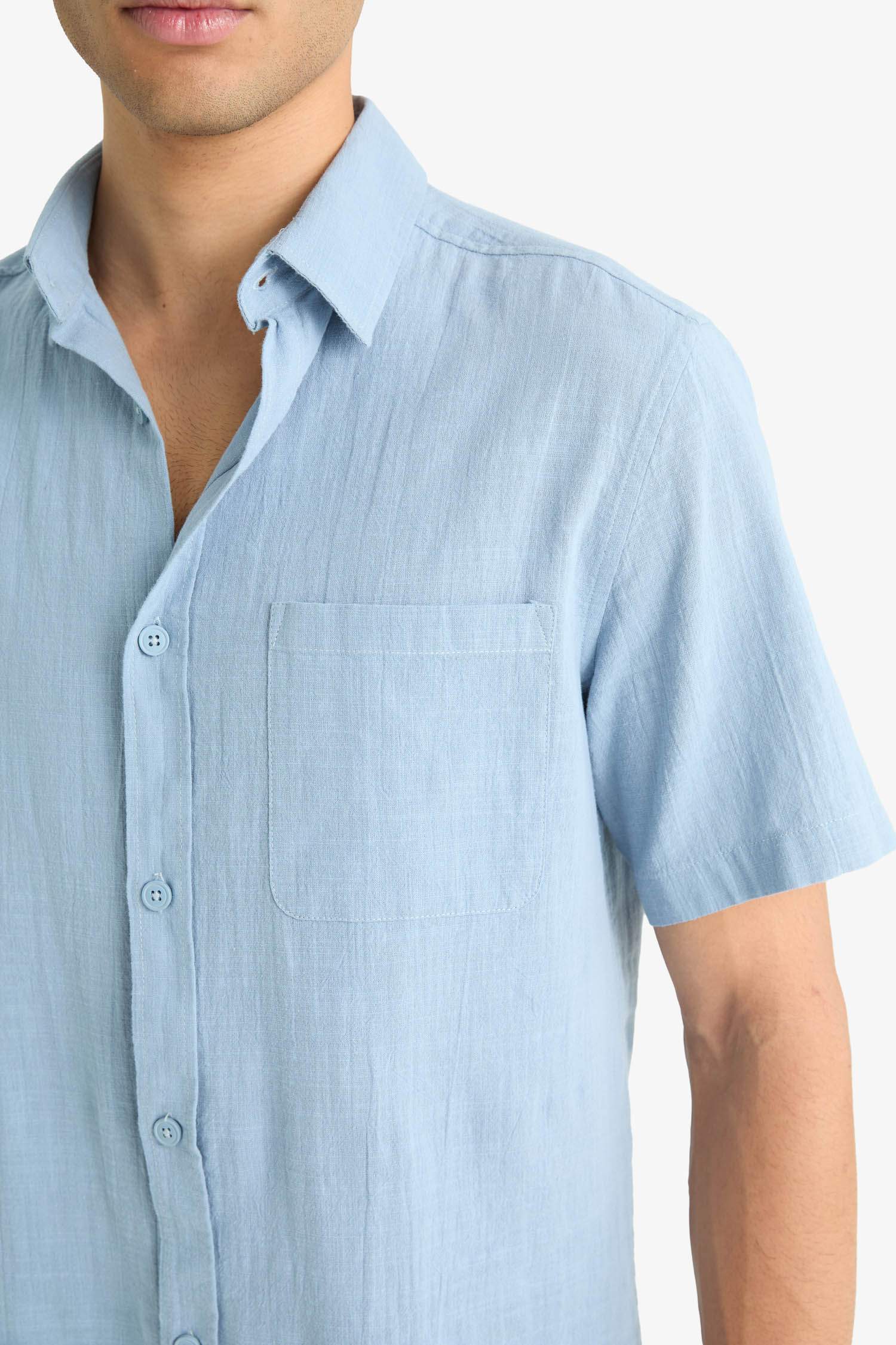 Slim Fit Dar Kesim Polo Yaka Kısa Kollu Gömlek