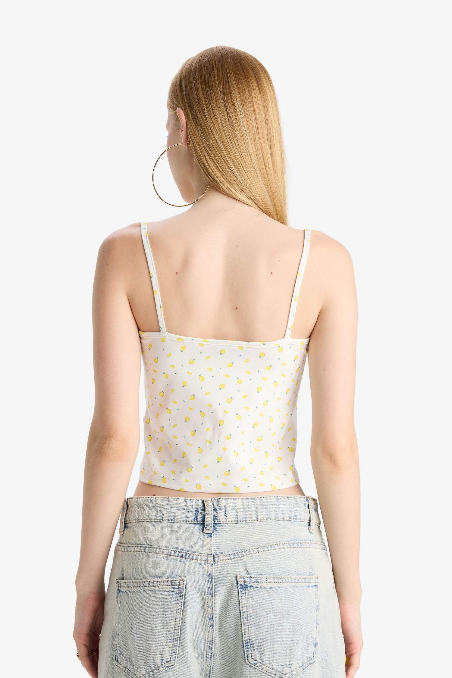 Coool Fitted Meyve Desenli Düğmeli Yaka Atlet