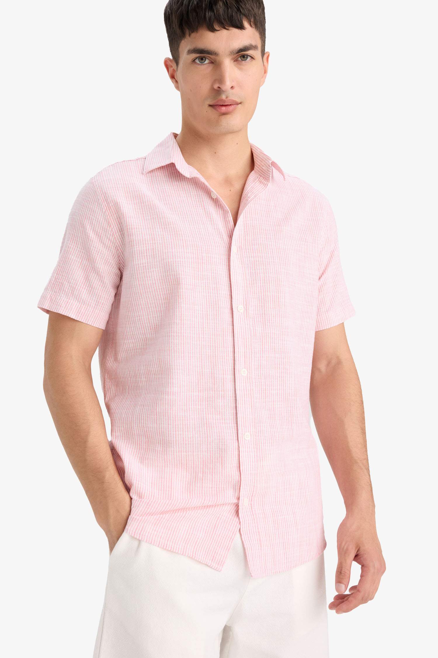 Cotton Short Sleeve Striped Shirt