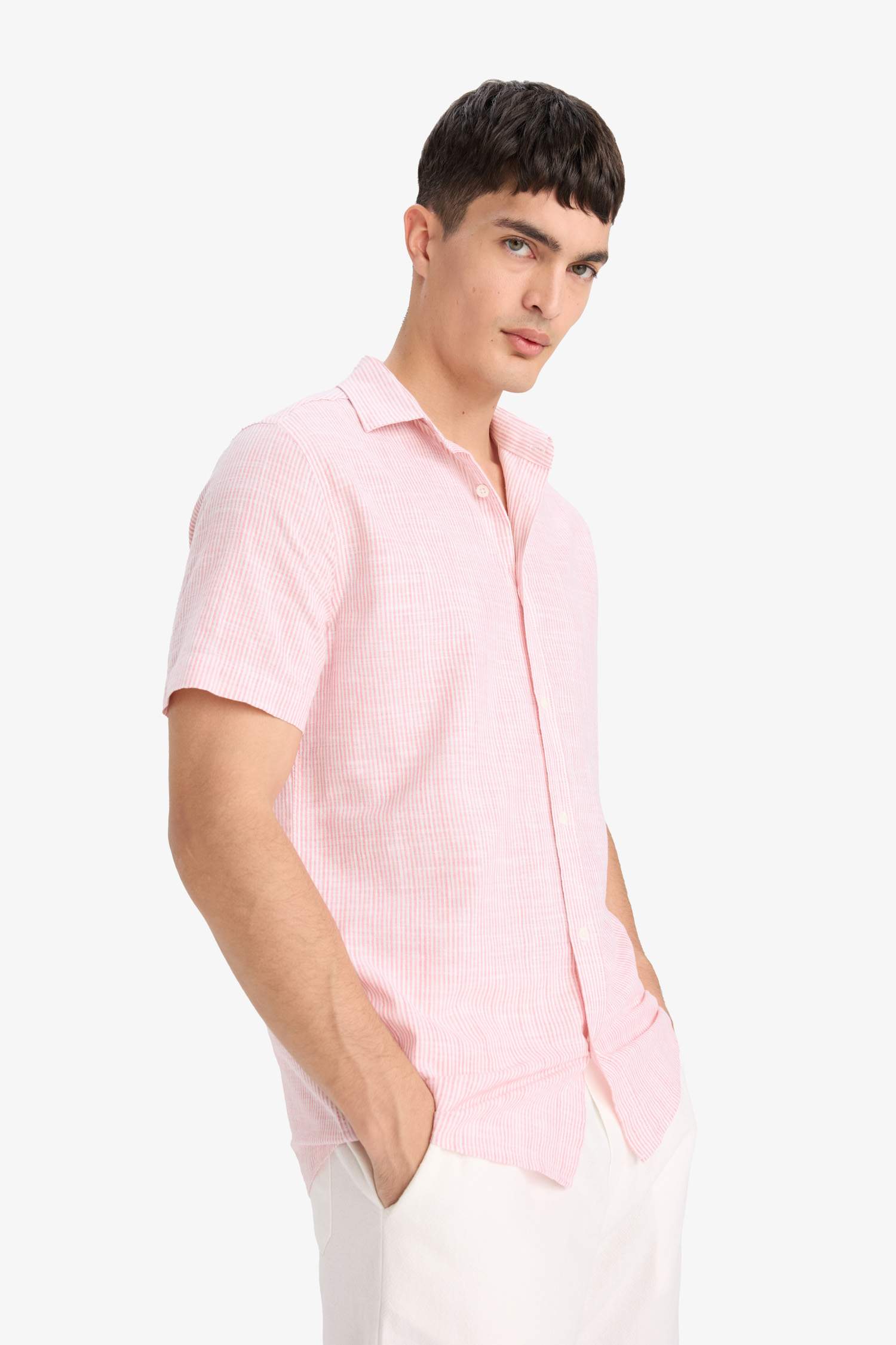 Cotton Short Sleeve Striped Shirt