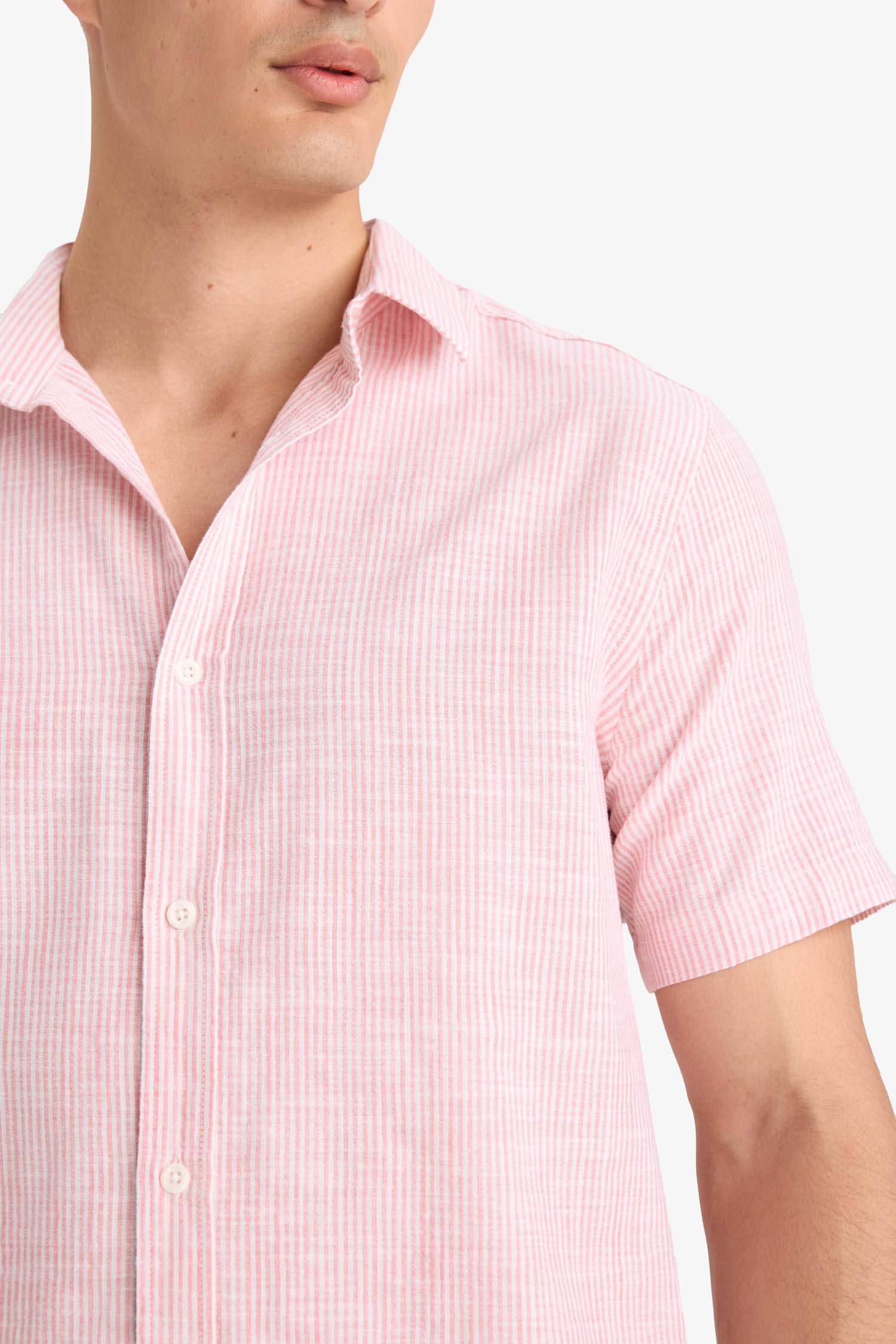 Cotton Short Sleeve Striped Shirt