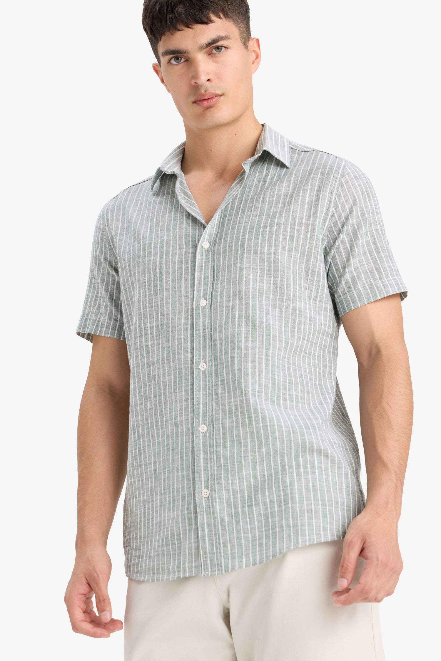 Striped Short Sleeve Cotton Shirt