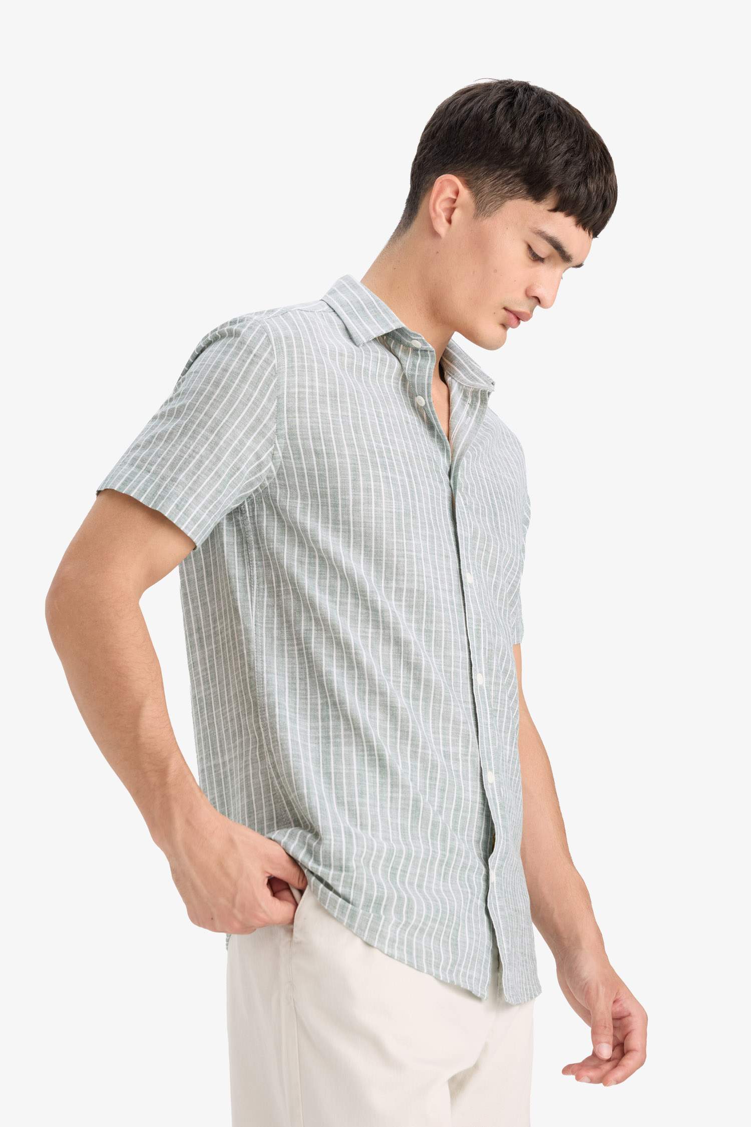 Striped Short Sleeve Cotton Shirt