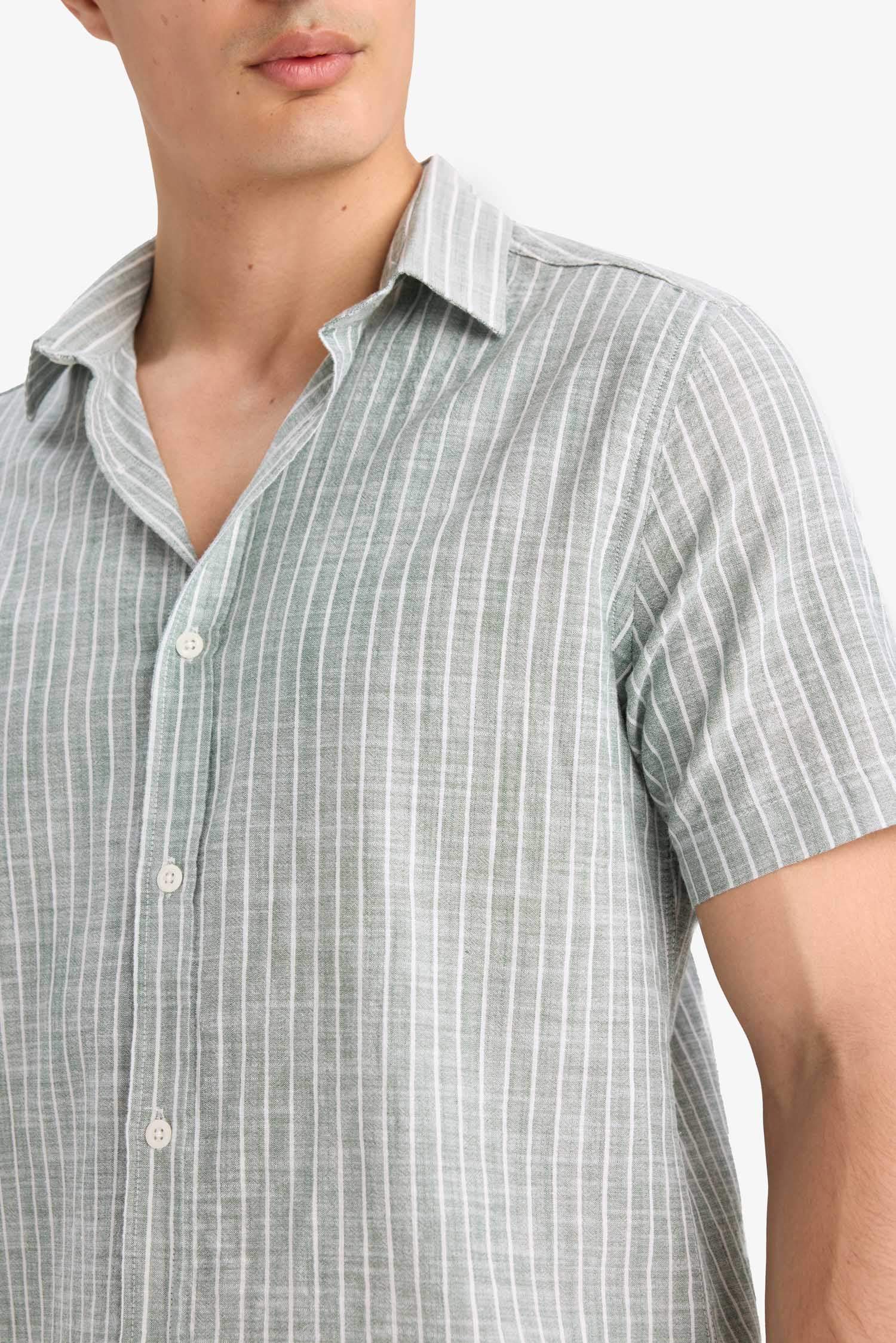 Striped Short Sleeve Cotton Shirt