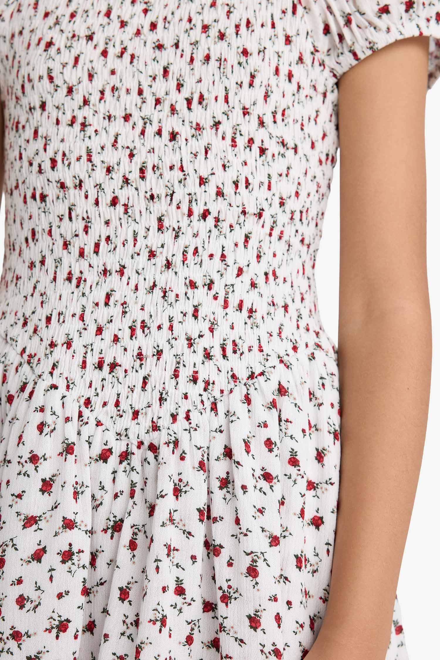 Girl Short Sleeve Floral Patterned Dress