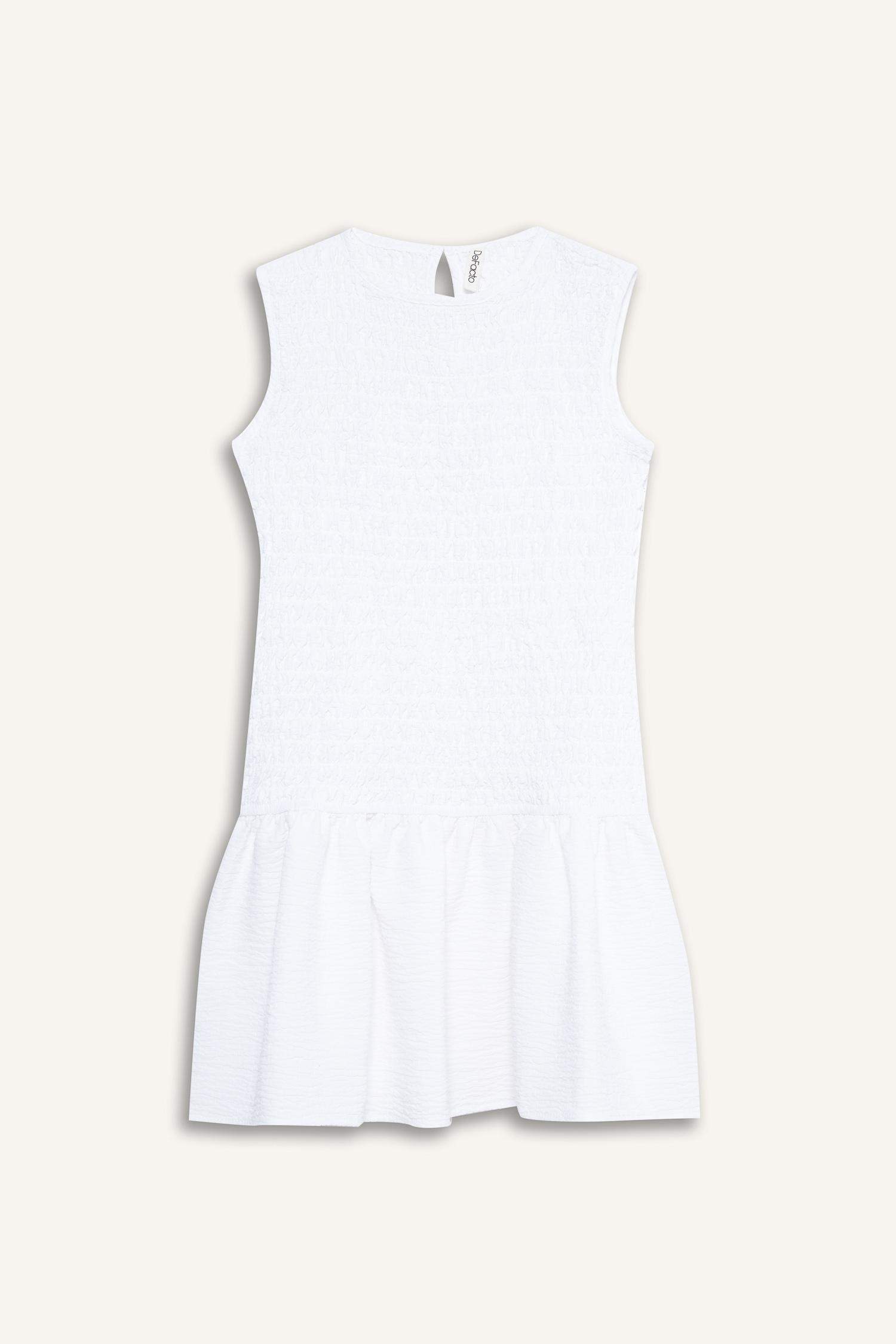 Kız Çocuk Bisiklet Yaka Kolsuz Yazlık Elbise