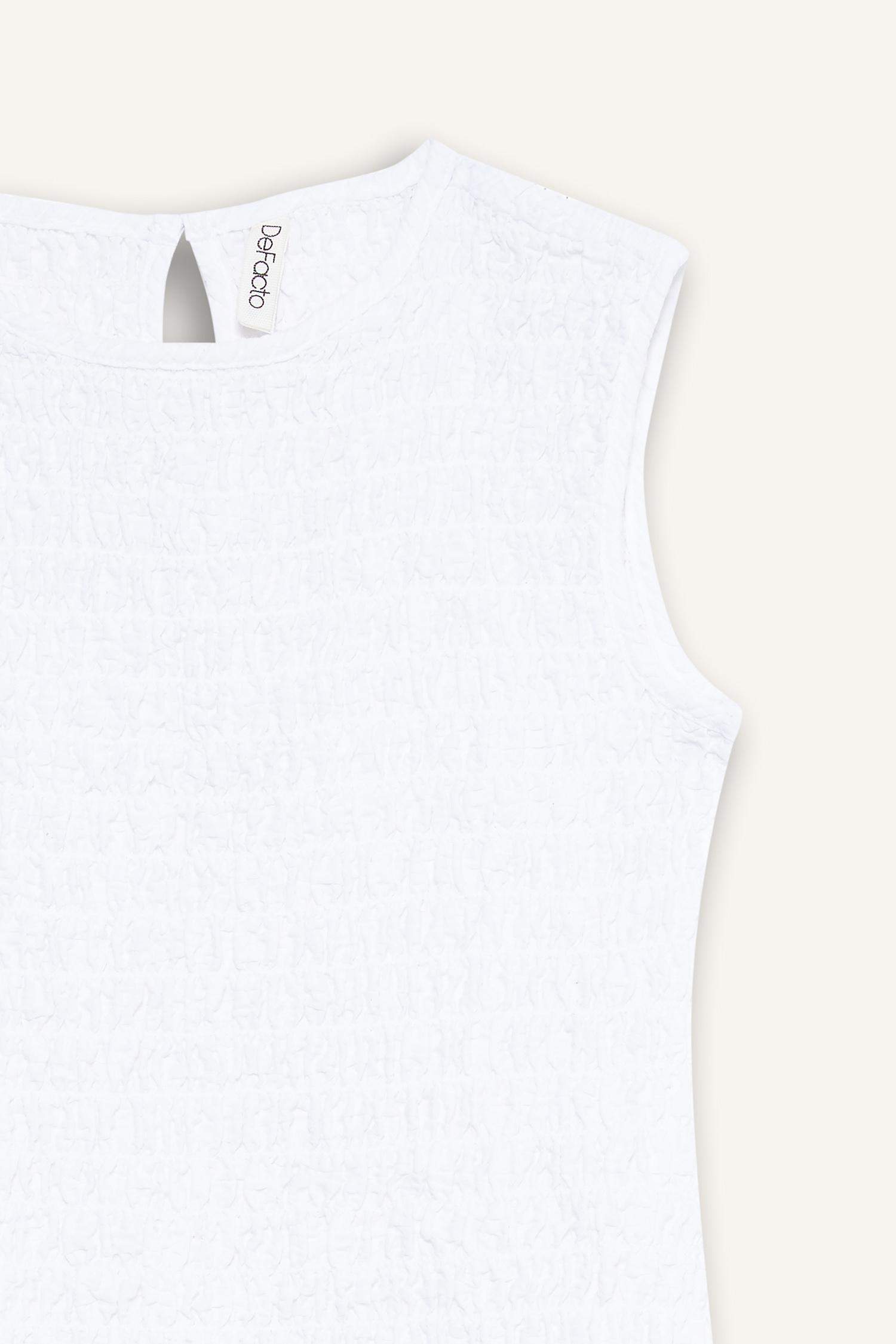 Kız Çocuk Bisiklet Yaka Kolsuz Yazlık Elbise