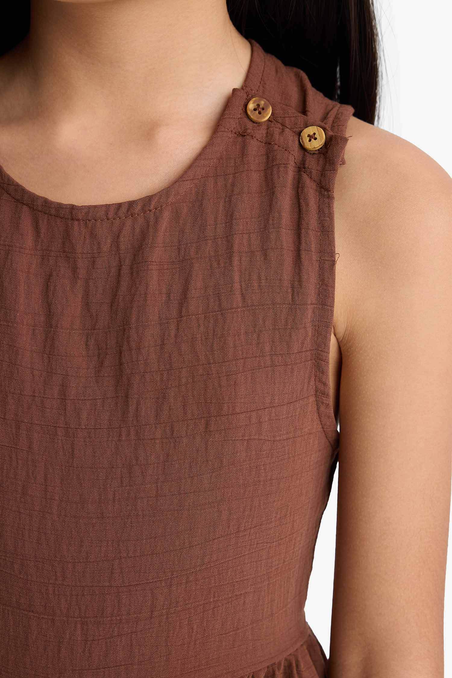 Kız Çocuk Bisiklet Yaka Askılı Yazlık Elbise