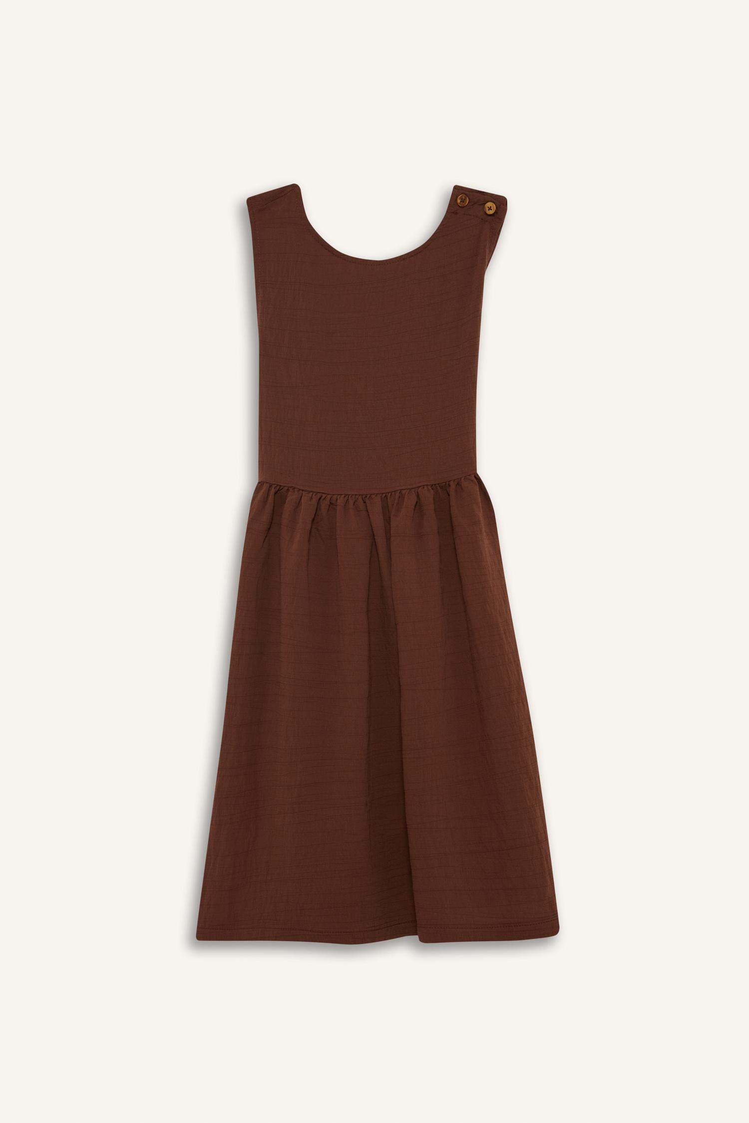 Kız Çocuk Bisiklet Yaka Askılı Yazlık Elbise