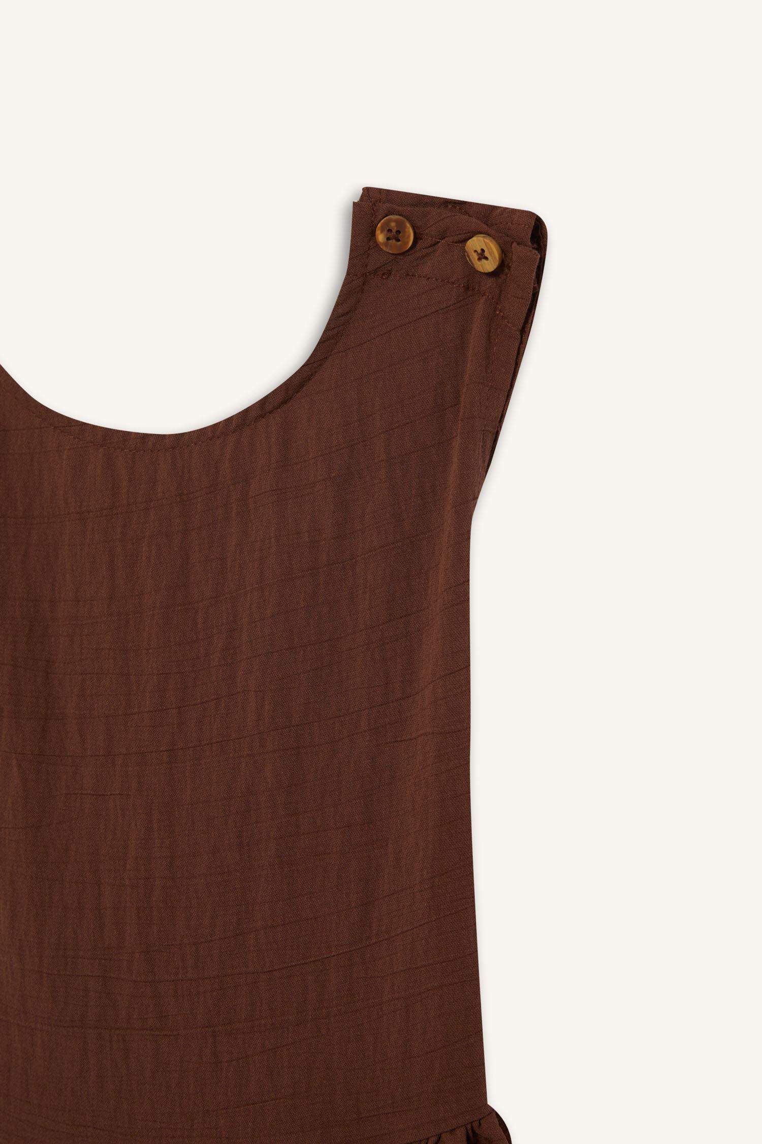 Kız Çocuk Bisiklet Yaka Askılı Yazlık Elbise