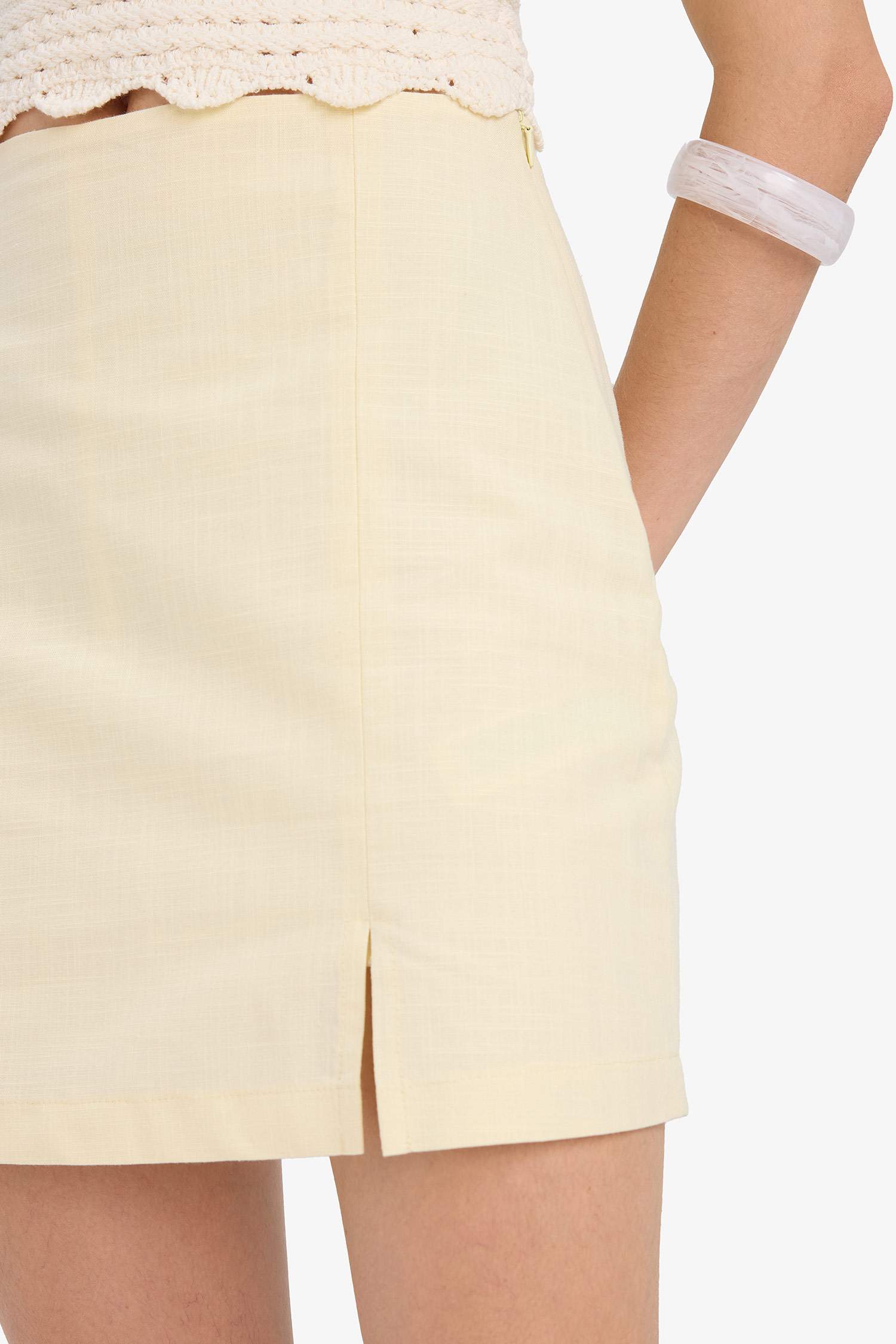 Pencil Skirt Linen Look Lined Normal Waist Mini Skirt