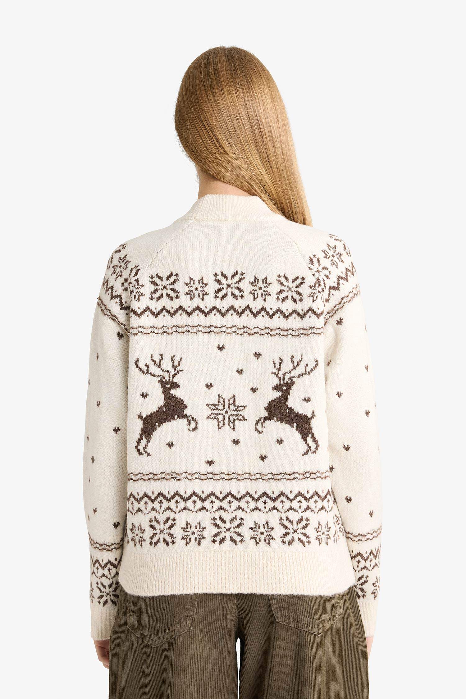 Yılbaşı Temalı Regular Fit Bisiklet Yaka Triko Kazak