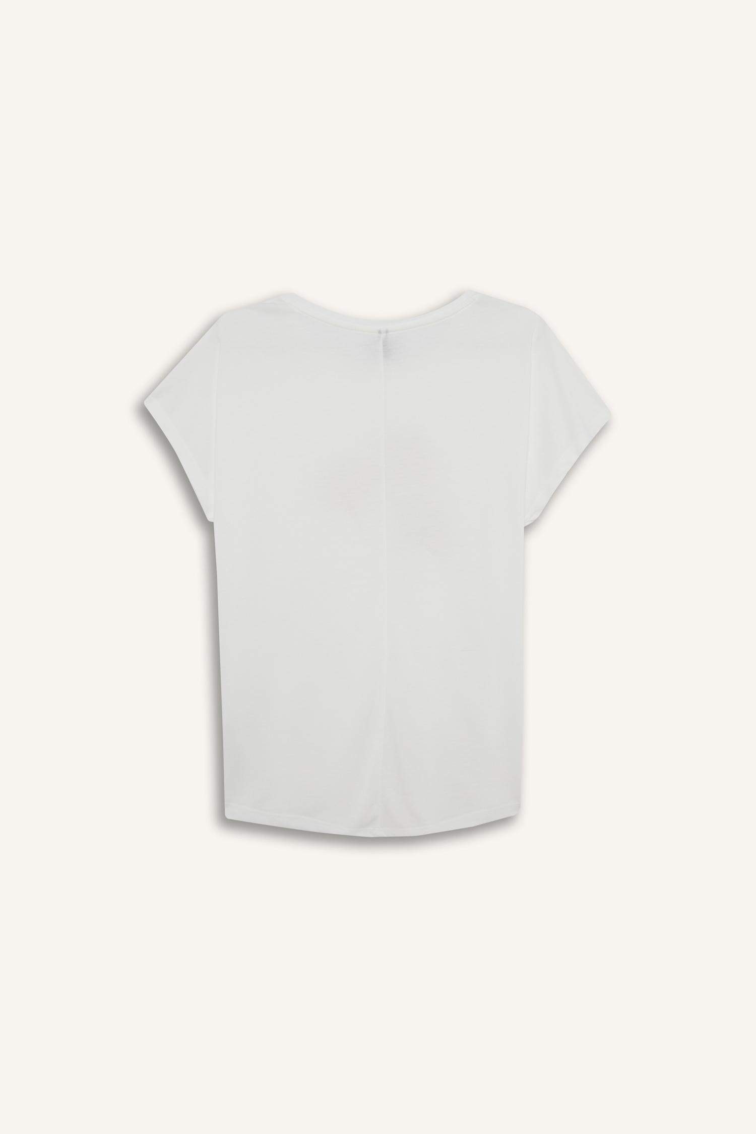 Crew Neck Stone Printed Short Sleeve T-Shirt