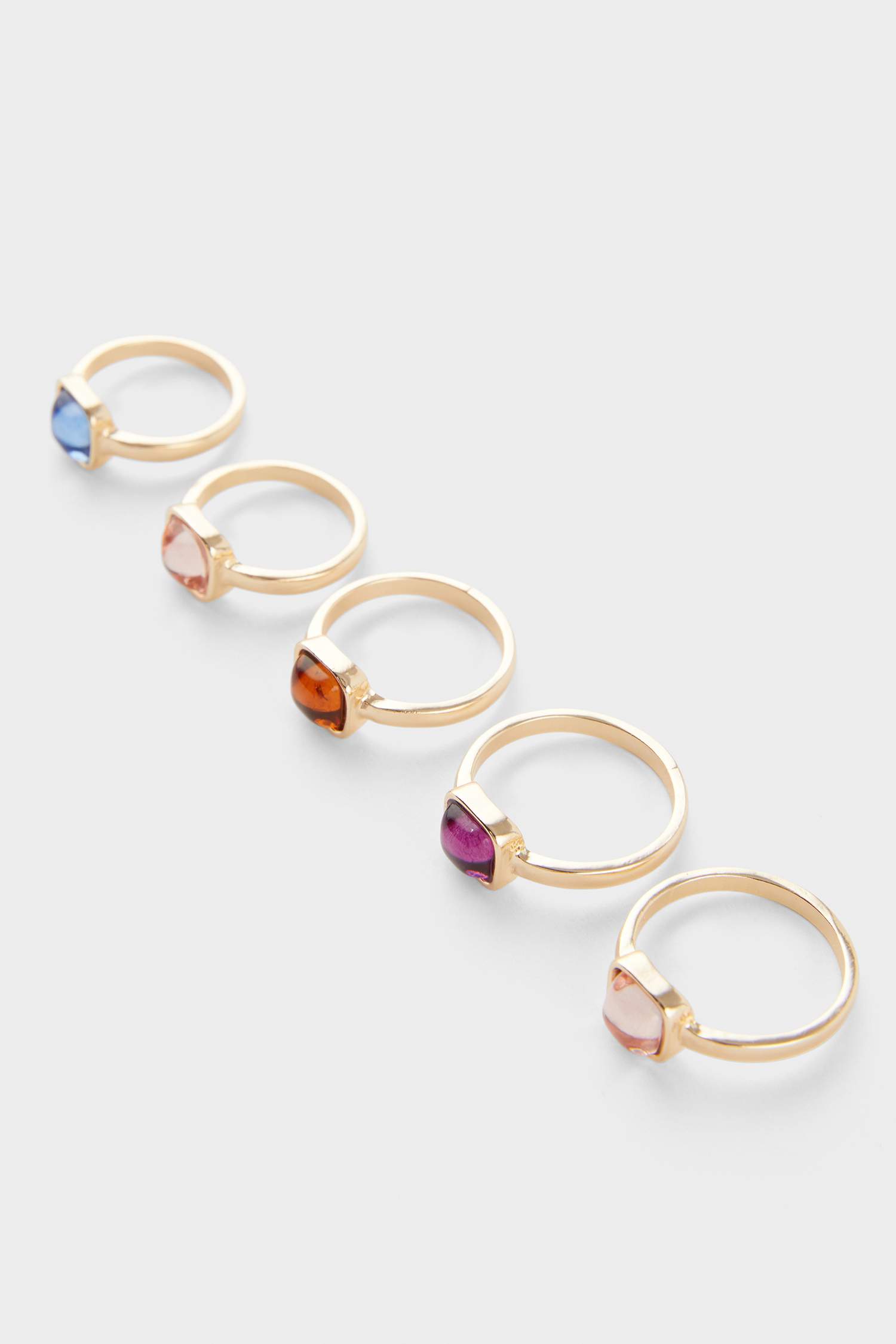 Kadın 5'li Taşlı Gold Yüzük