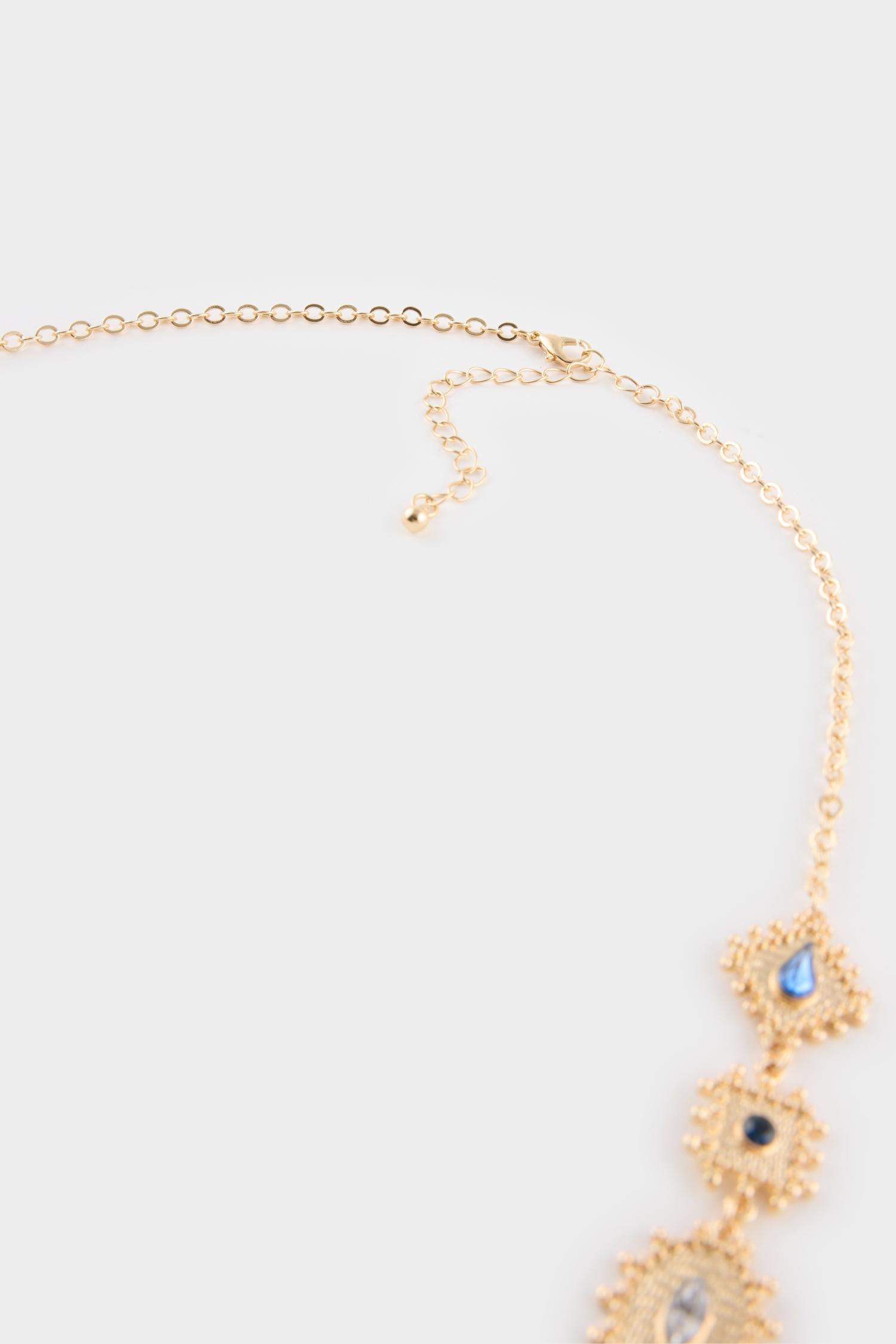 Kadın Taşlı Gold Kolye