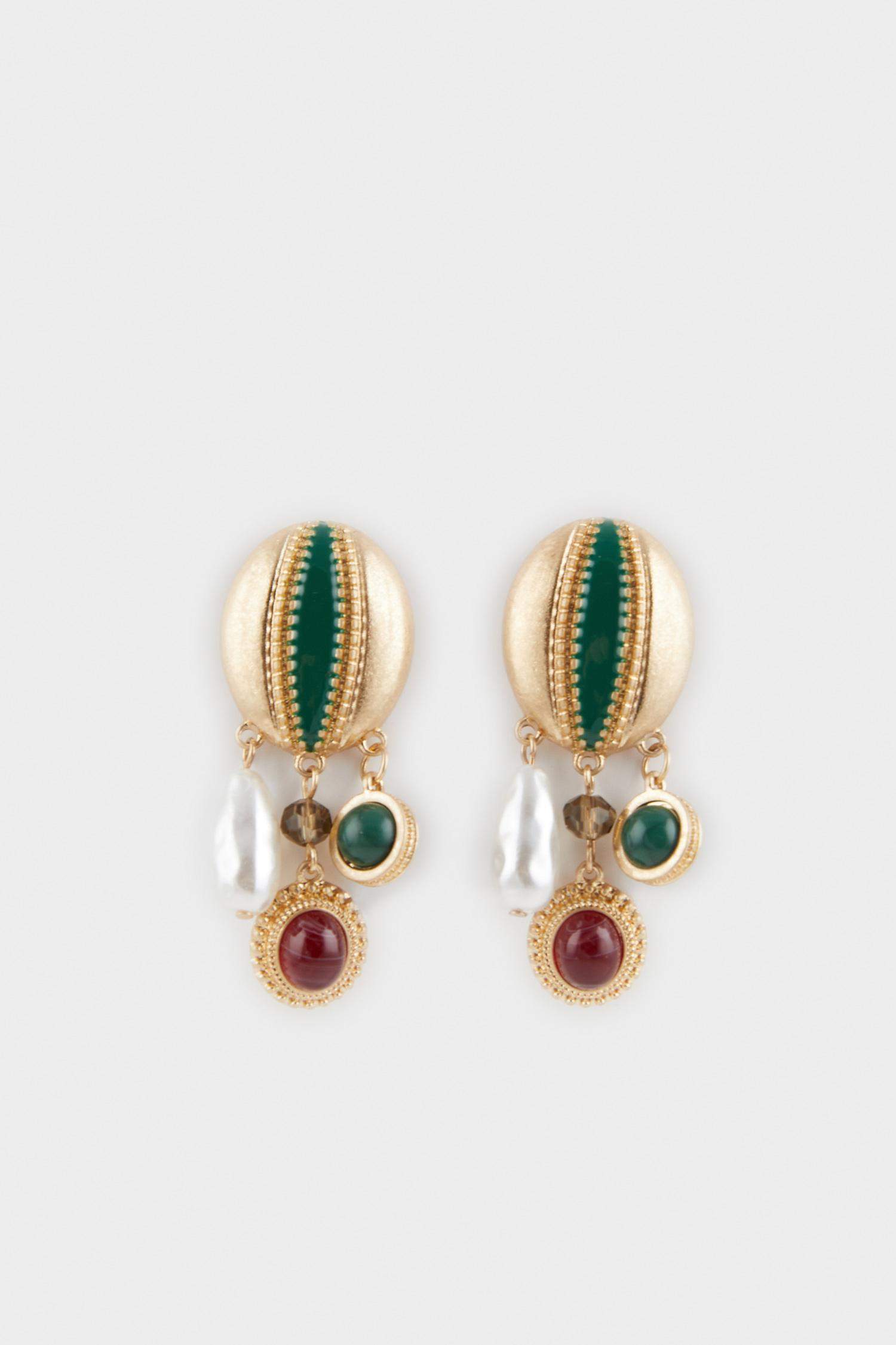 Woman Stone Gold Earrings