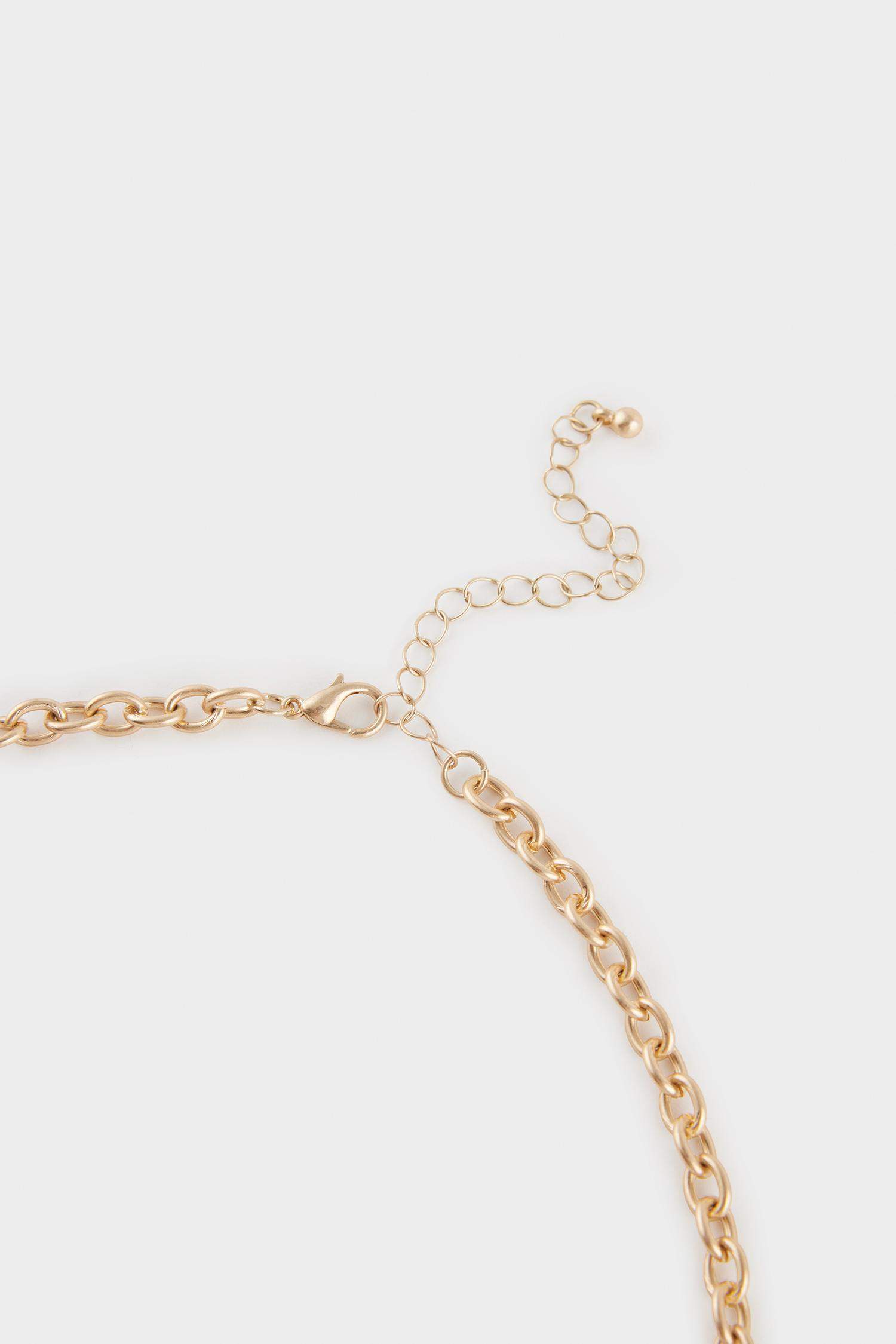 Kadın Mavi Taşlı Kalpli Gold Kolye