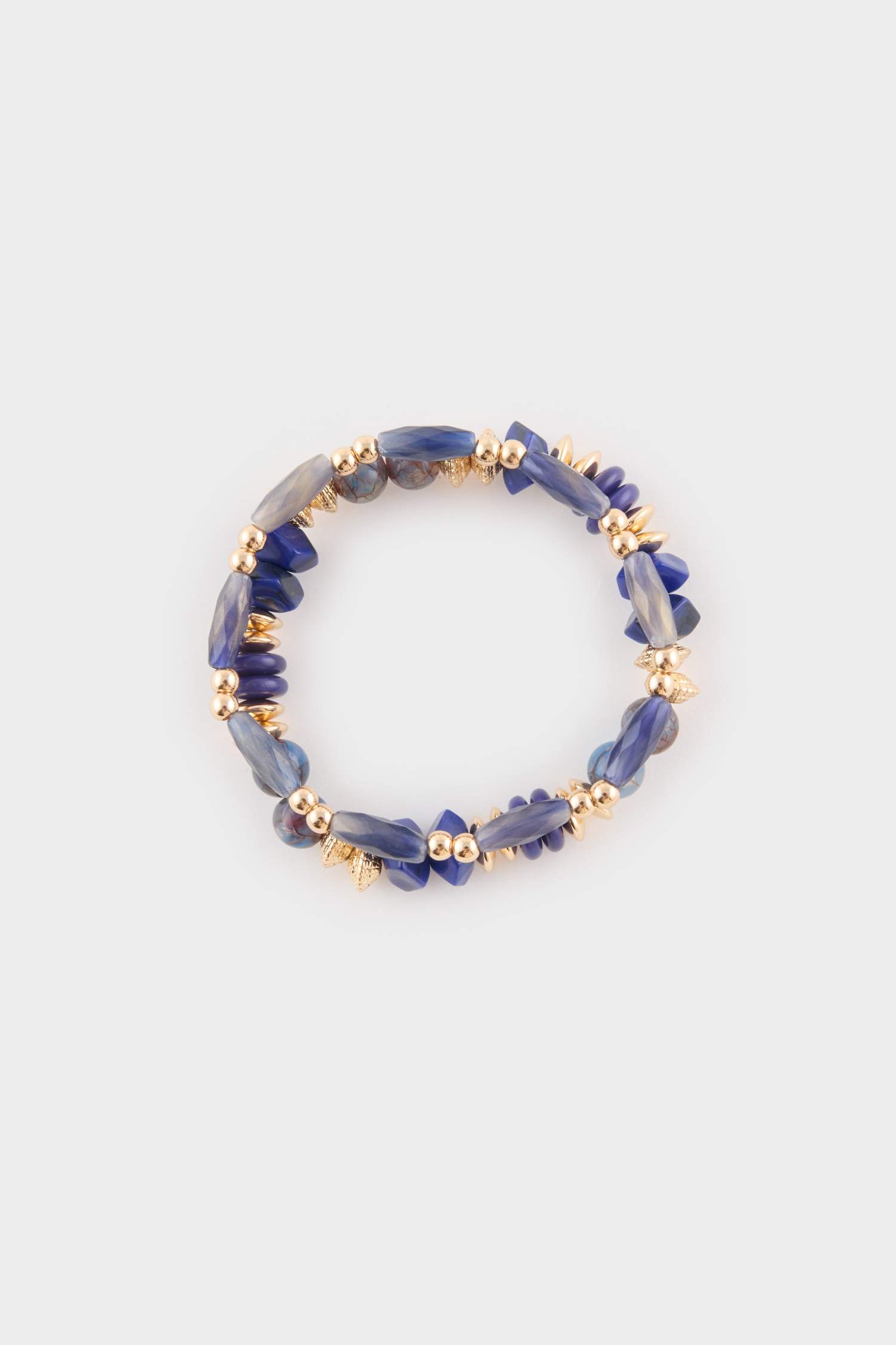 Woman 2 Piece Bracelets With Blue And Golden Stones