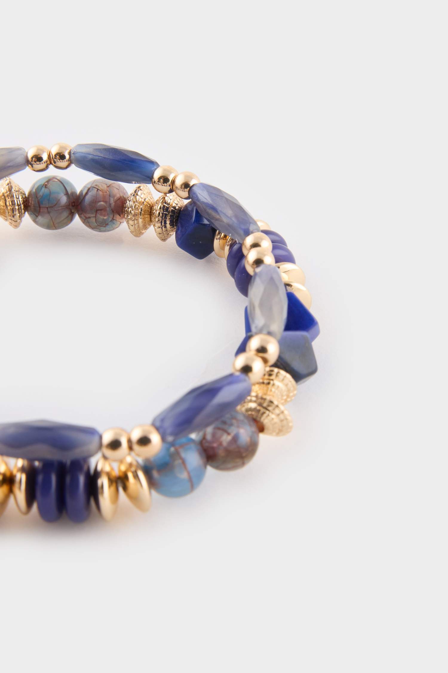 Woman 2 Piece Bracelets With Blue And Golden Stones