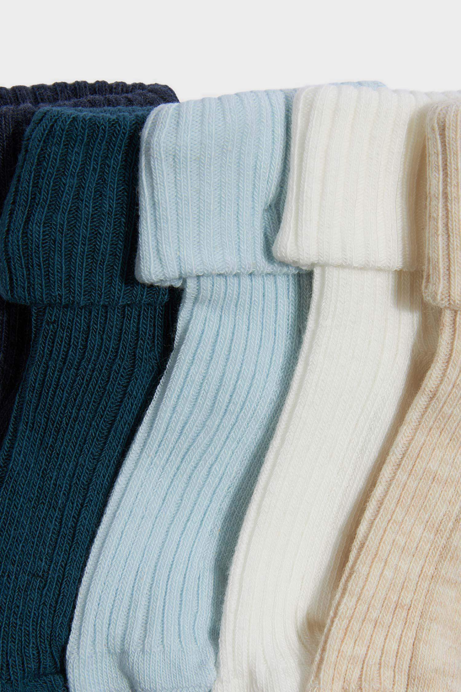 Erkek Bebek Kaydırmaz Taban 5'li Pamuklu Uzun Çorap