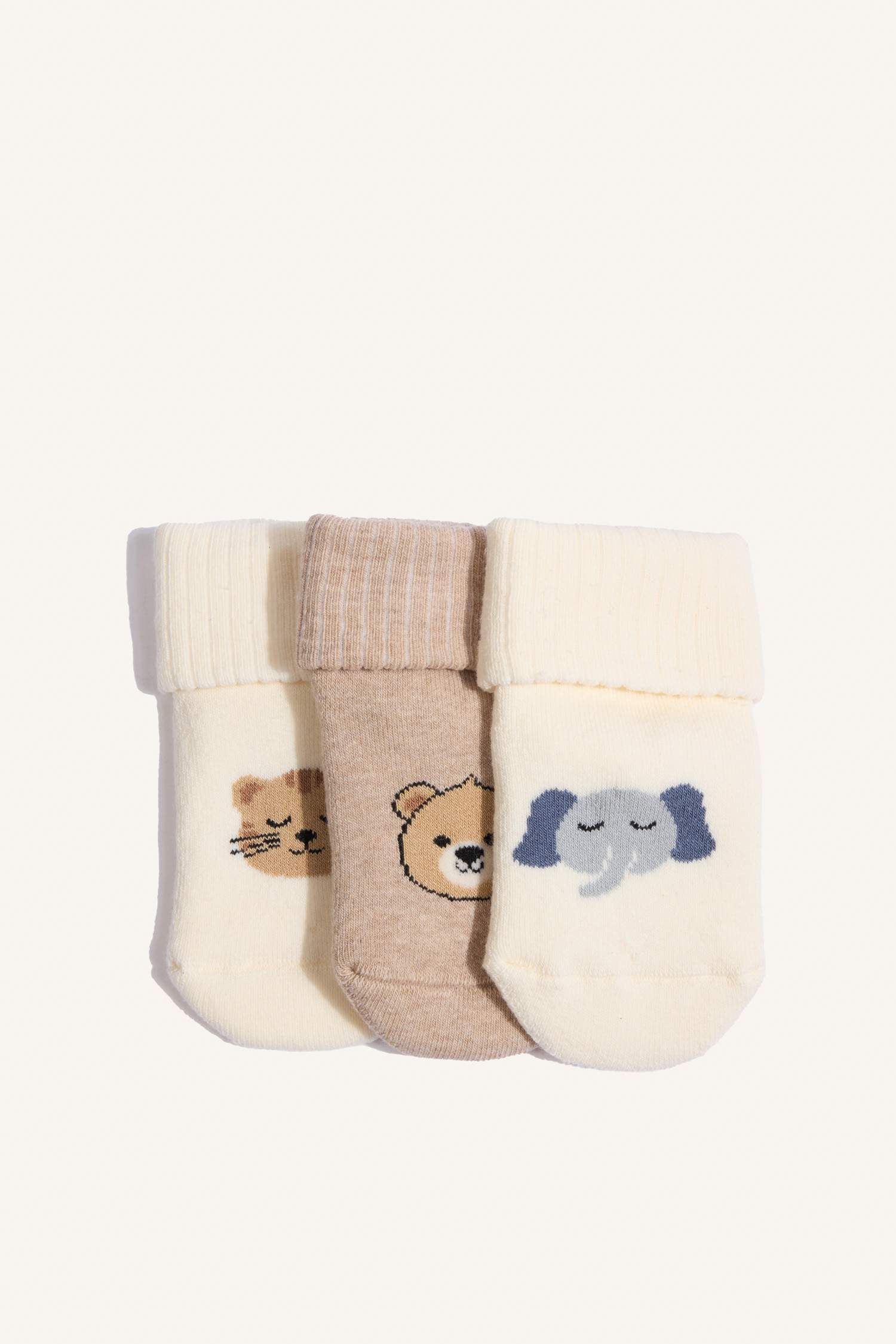 Erkek Bebek Kaydırmaz Taban 3'lü Pamuklu Uzun Çorap