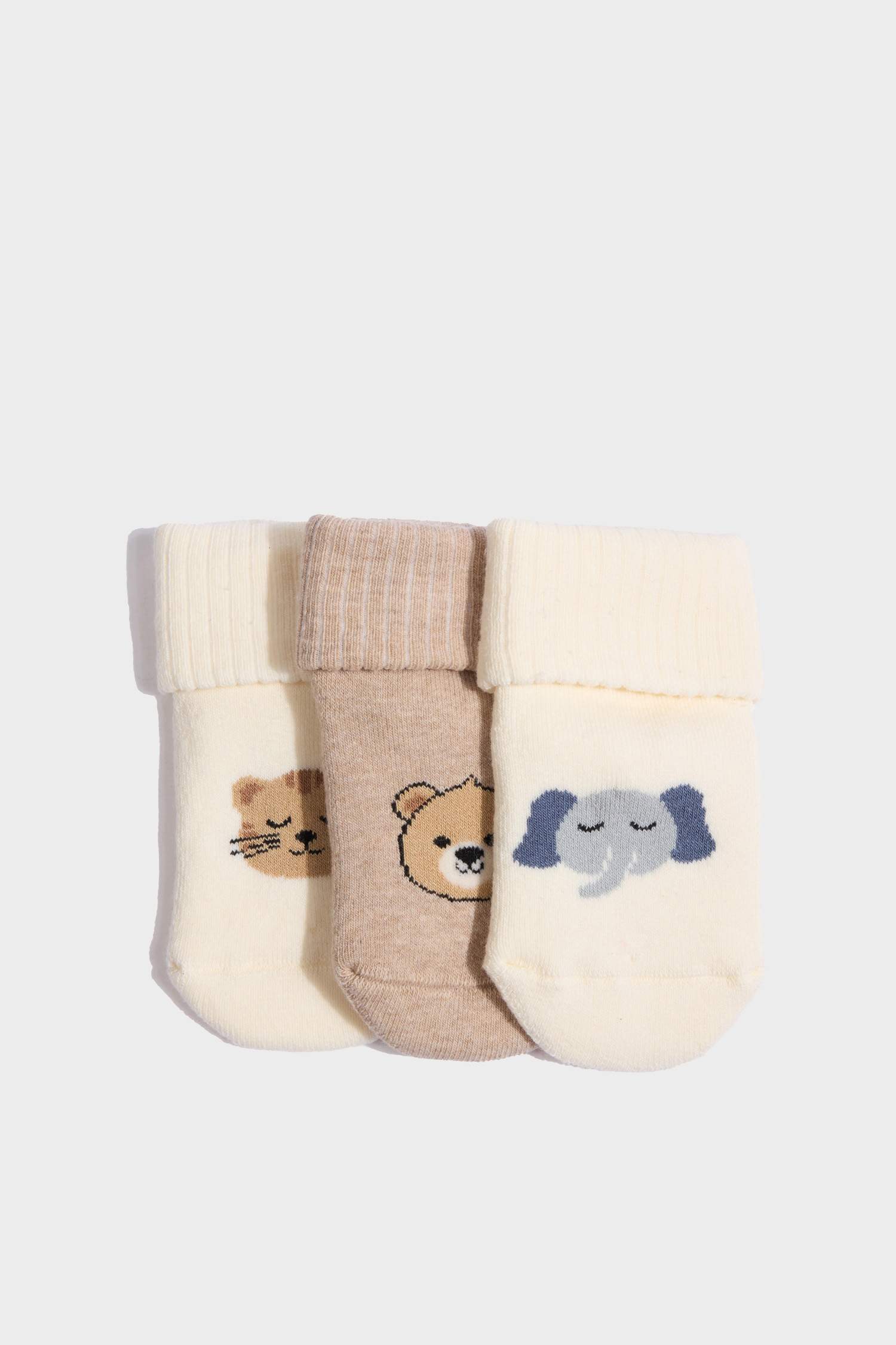 Erkek Bebek Kaydırmaz Taban 3'lü Pamuklu Uzun Çorap