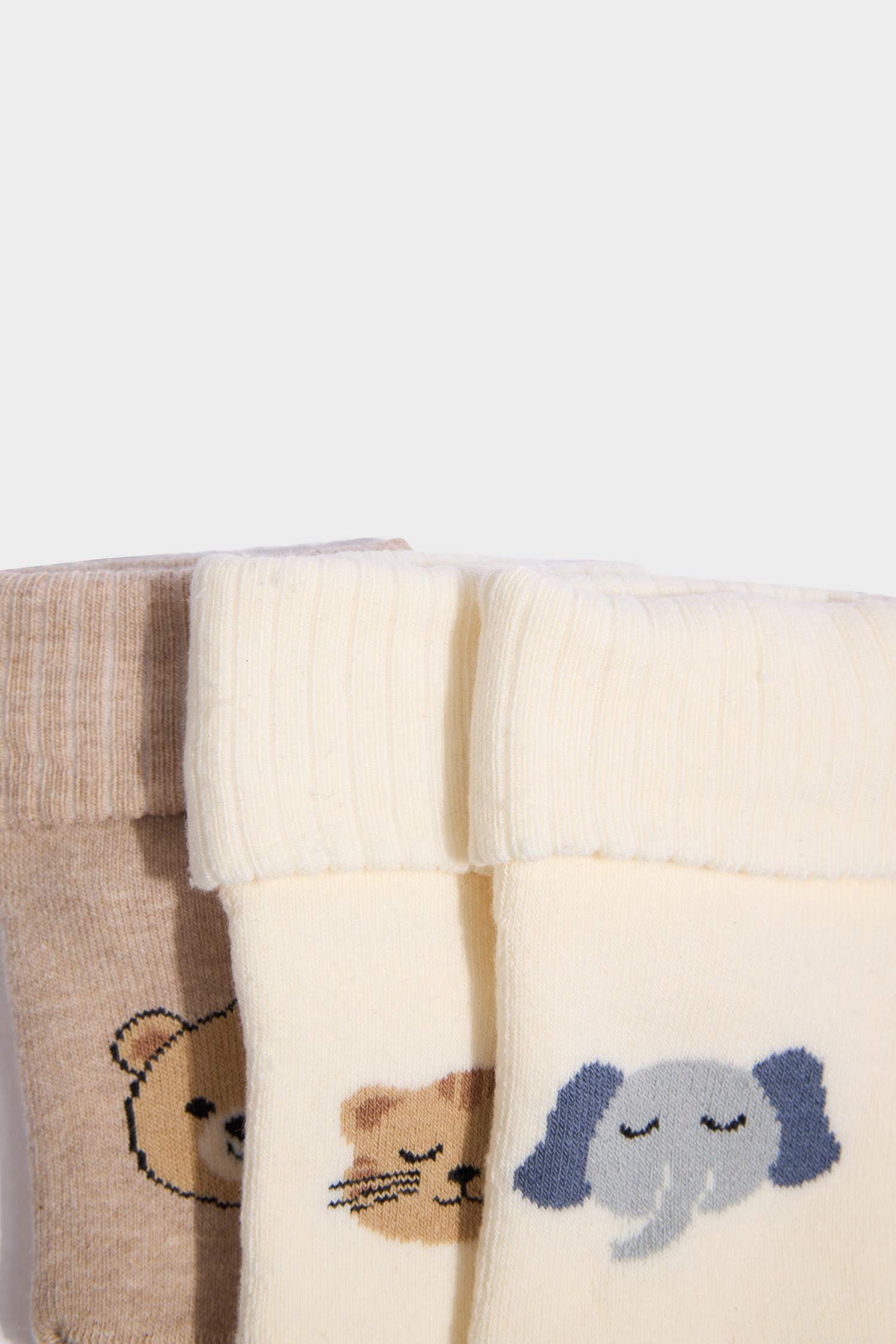 Erkek Bebek Kaydırmaz Taban 3'lü Pamuklu Uzun Çorap