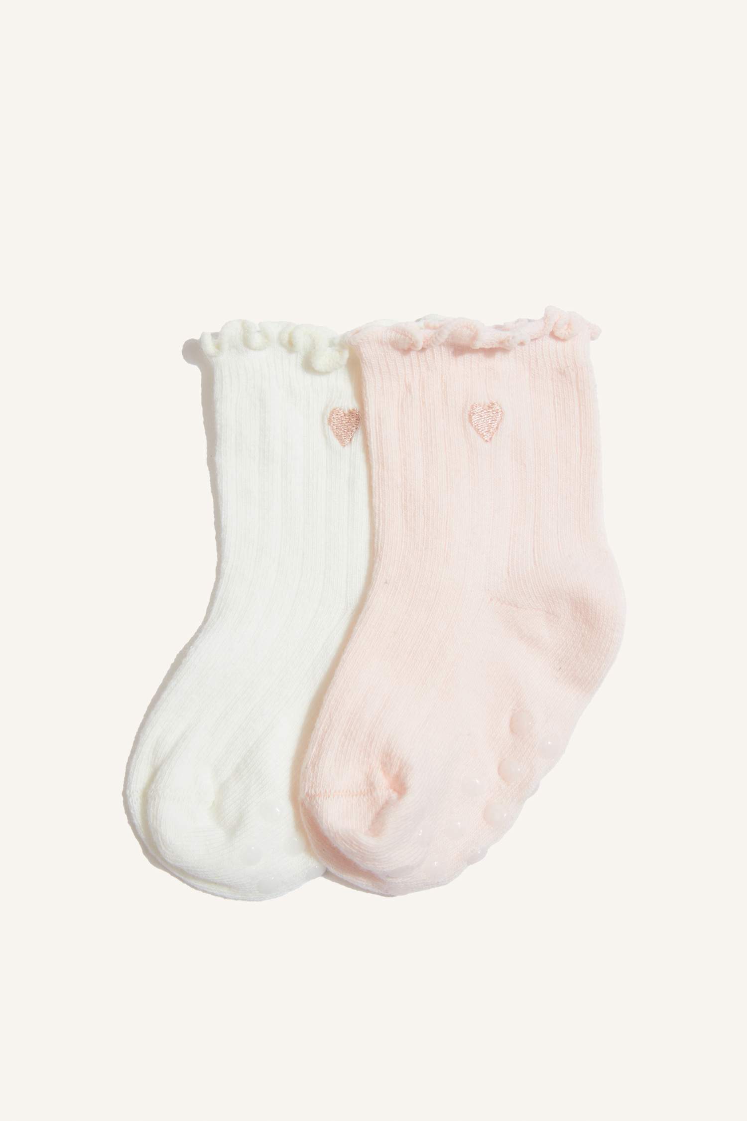 Kız Bebek Kaydırmaz Taban 2'li Pamuklu Uzun Çorap