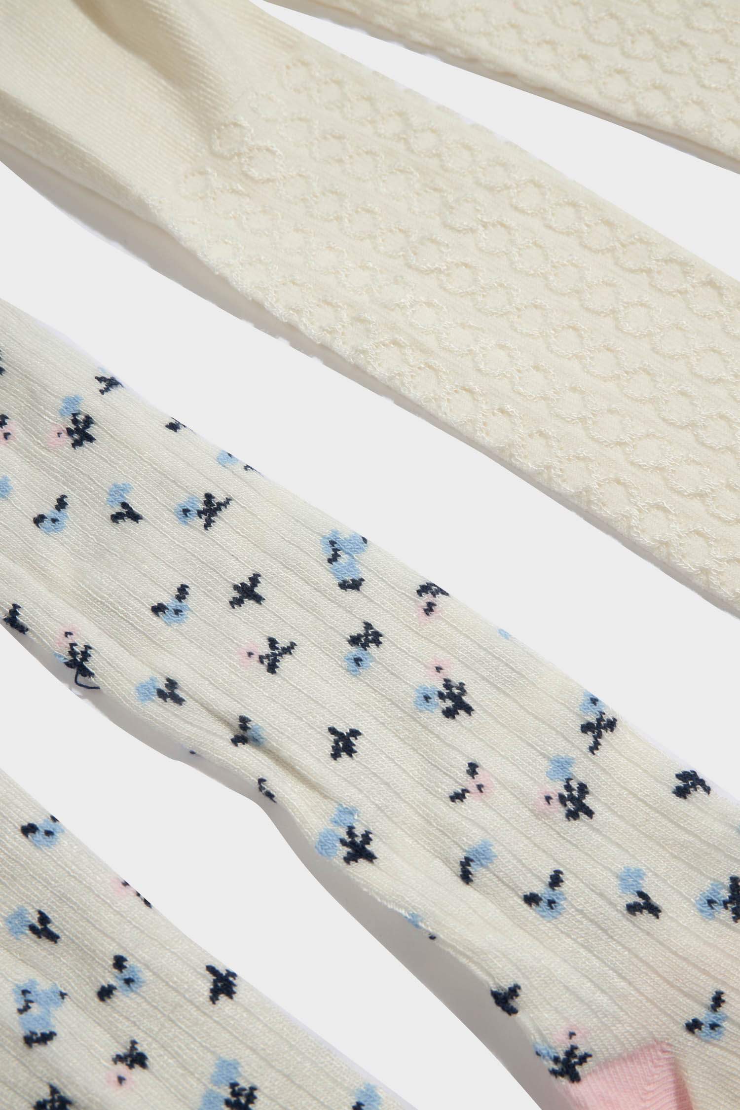 Kız Bebek Baskılı Kaydırmaz Taban 2'li Bambu Külotlu Çorap