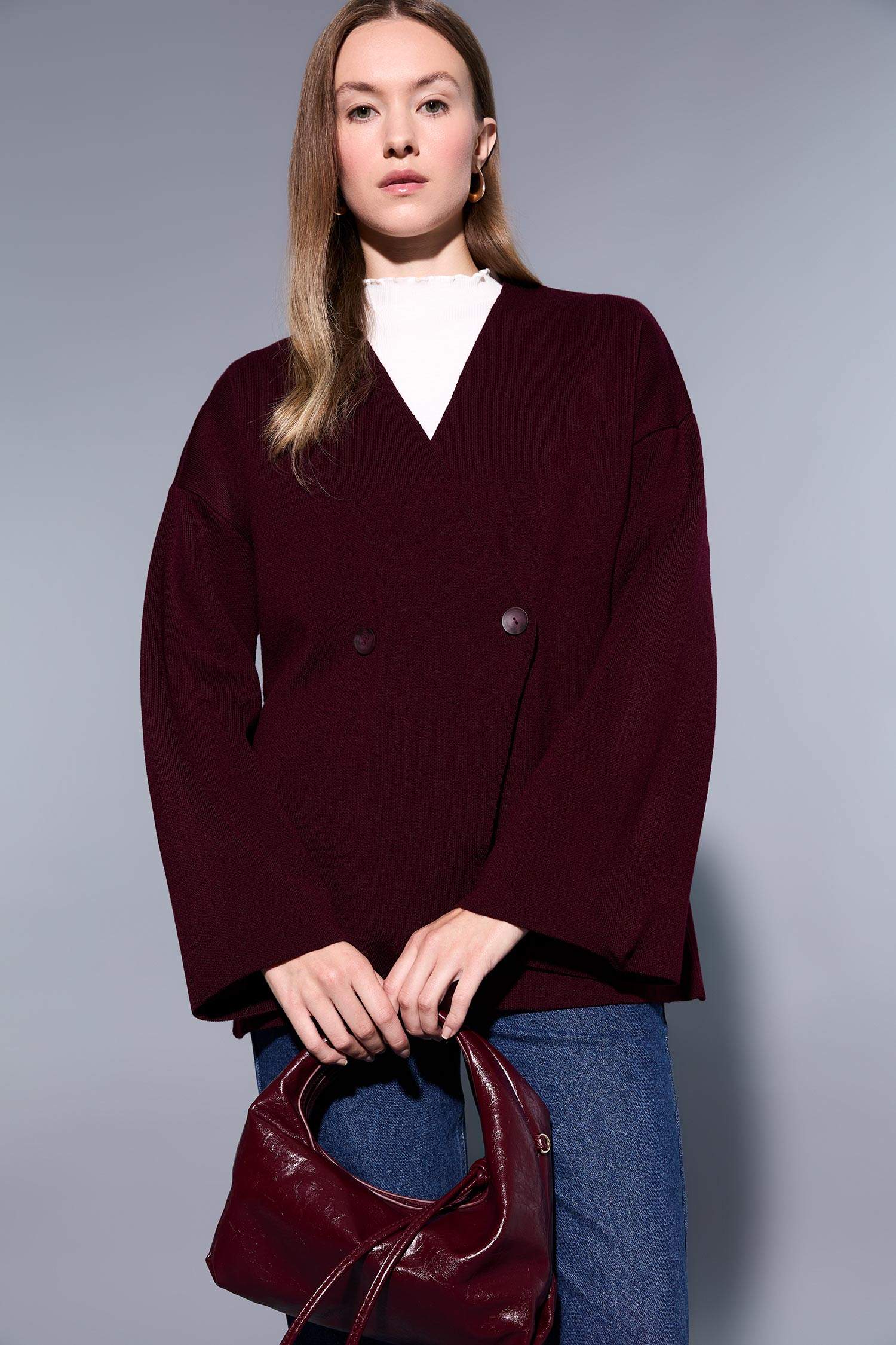 Cardigan en maille à col en V