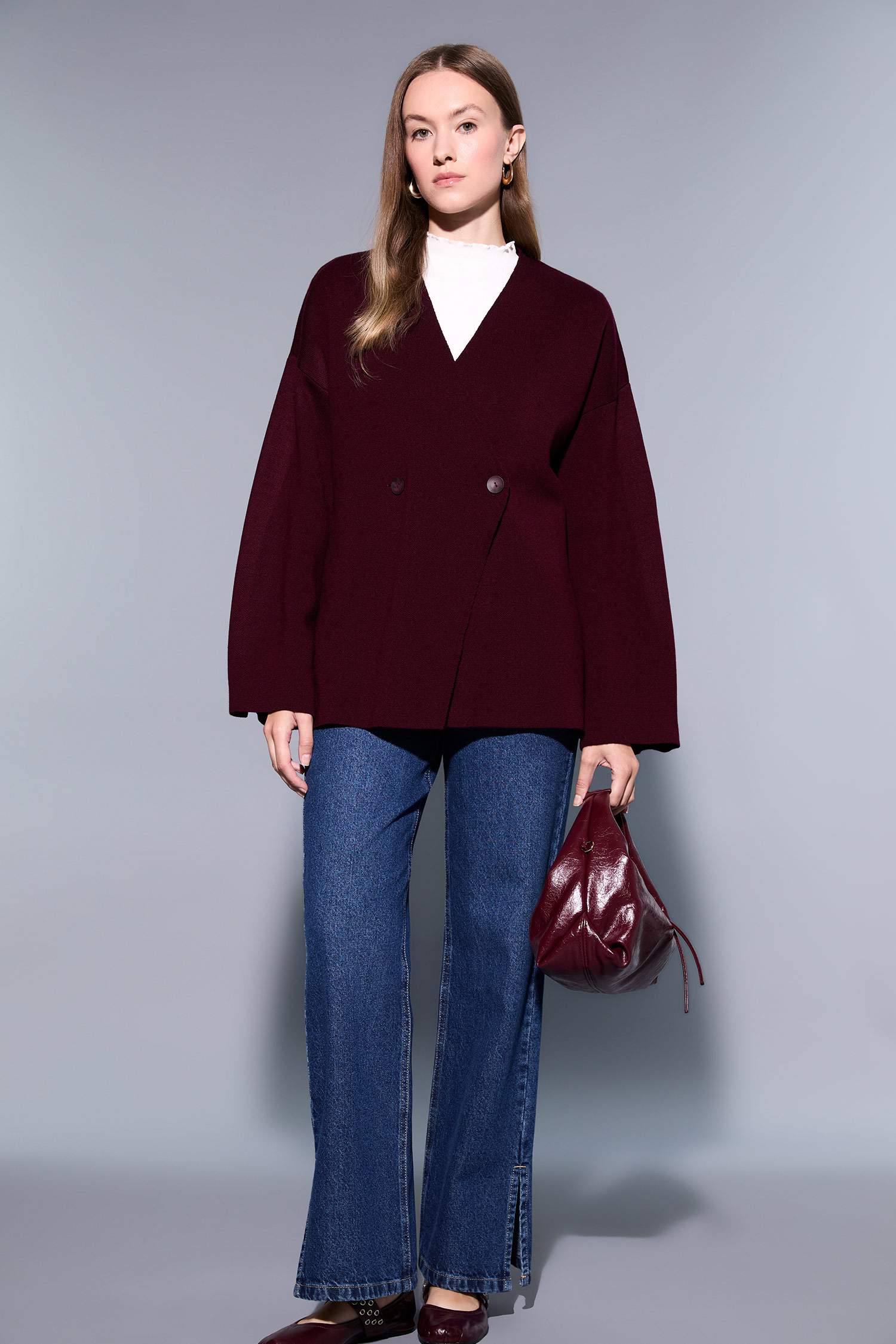 Cardigan en maille à col en V