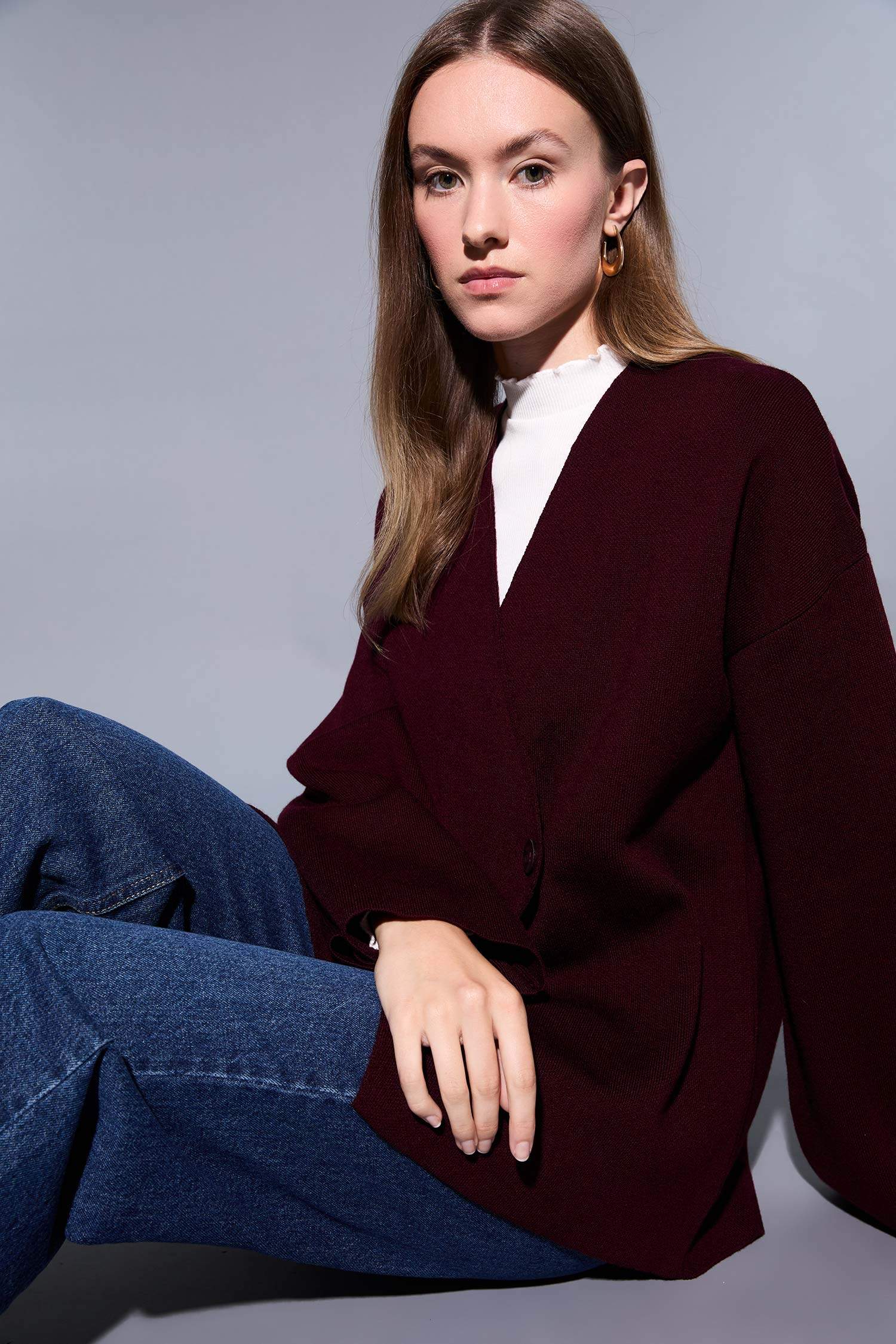 Cardigan en maille à col en V