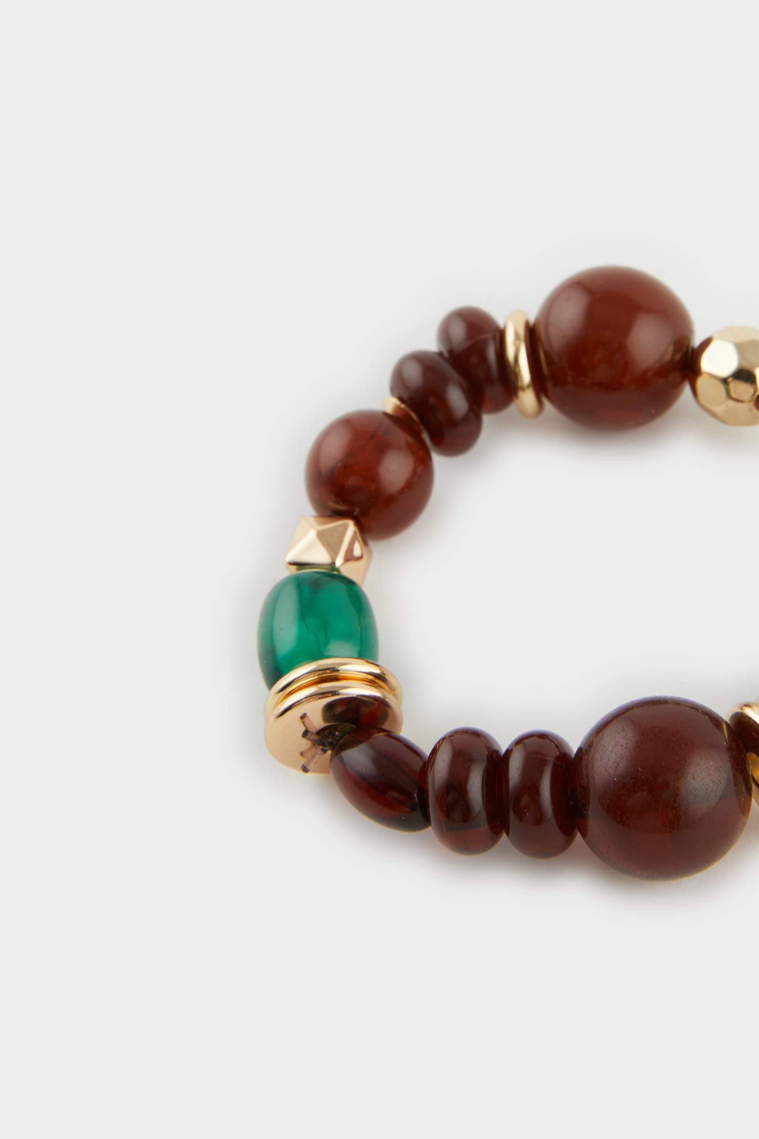 Kadın Kahverengi Taşlı Gold Bileklik