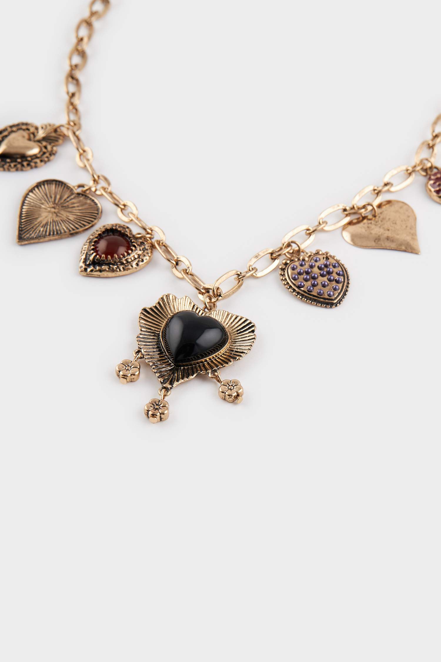 Woman Golden Necklace With Charms