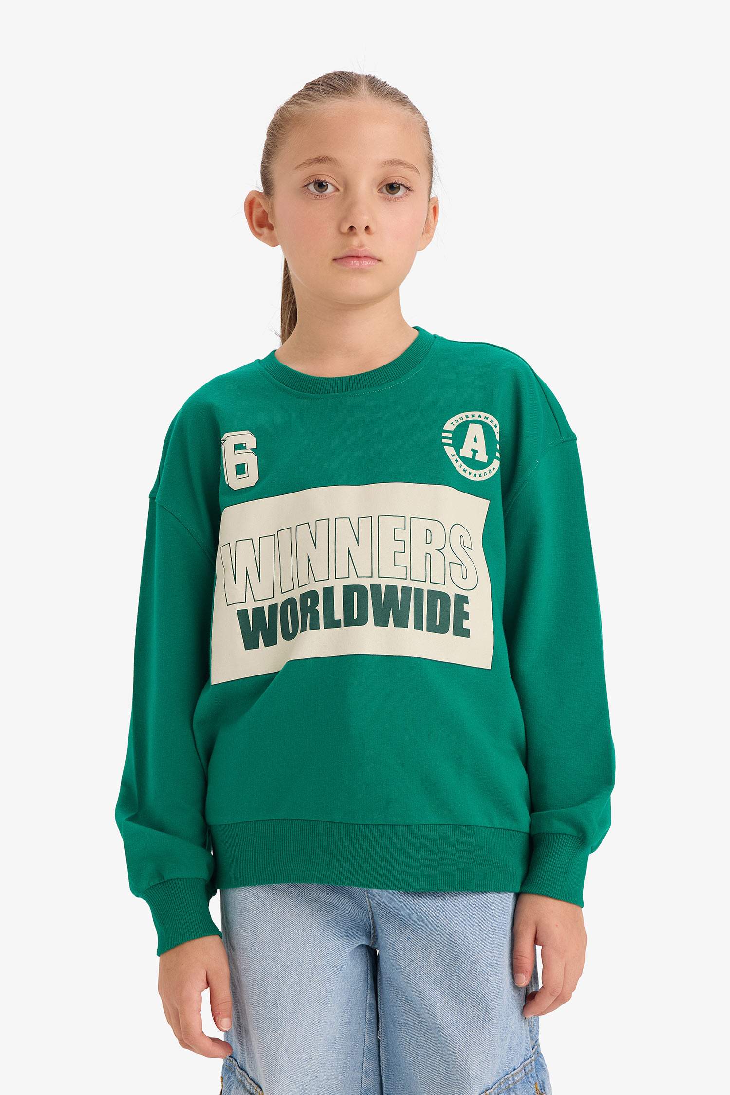 Sweat- Shirt Tissu Sweat Fin Coupe décontractée Col rond Slogan