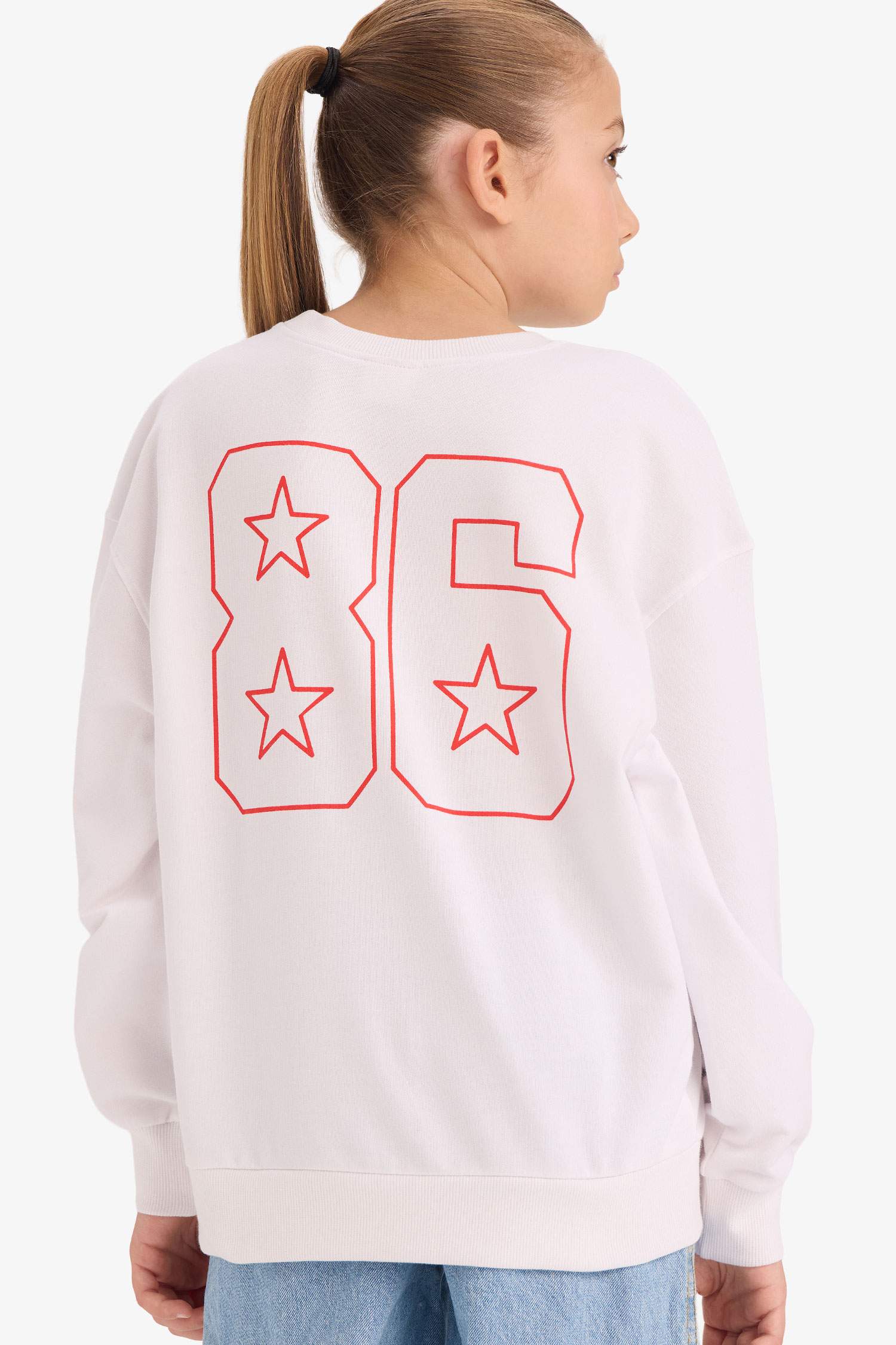 Sweatshirt imprimé au dos à col rond pour fille
