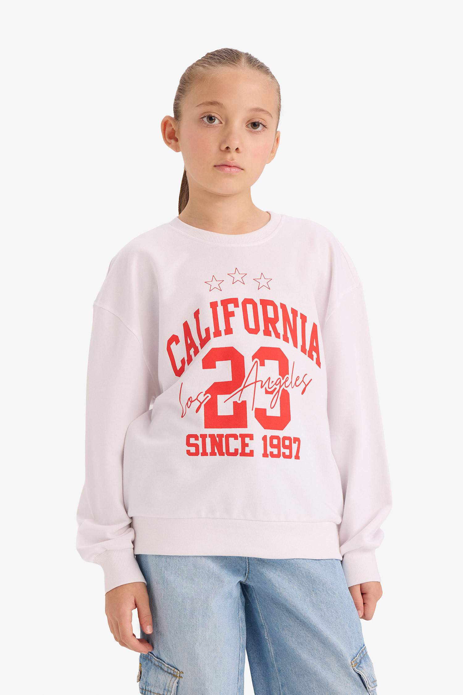 Sweatshirt imprimé au dos à col rond pour fille