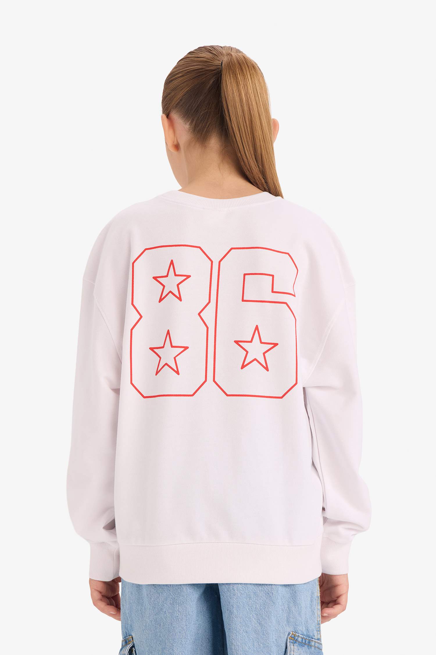 Sweatshirt imprimé au dos à col rond pour fille