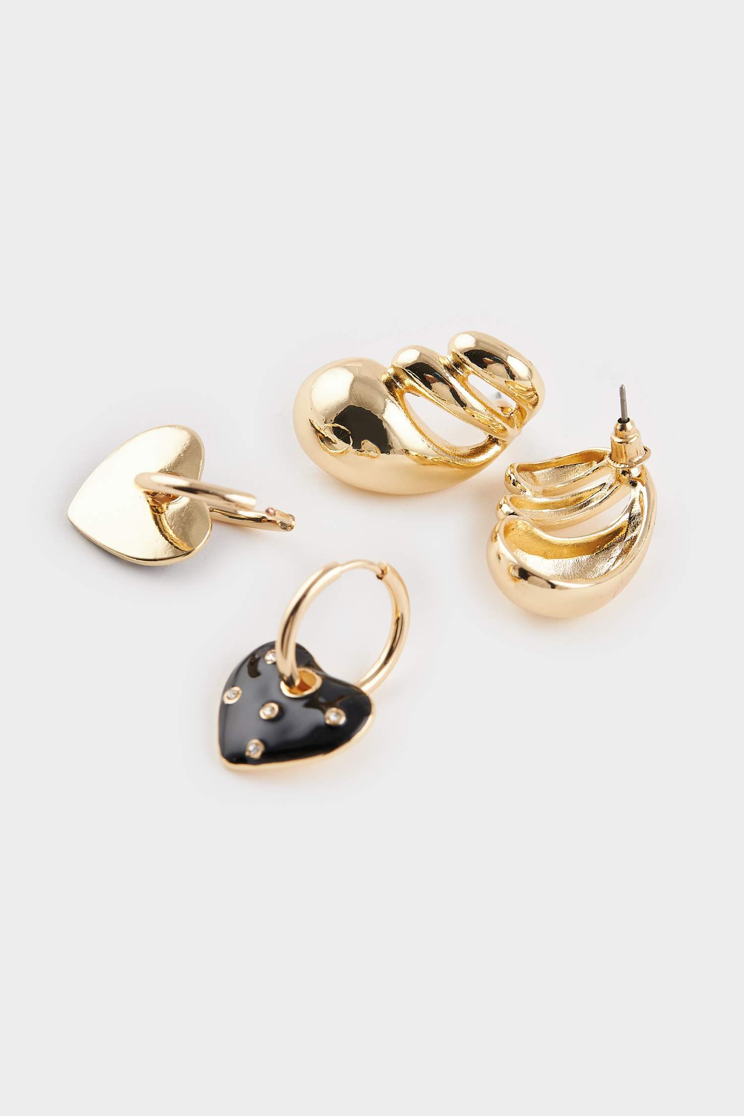 Kadın 2'li Kalpli Gold Küpe