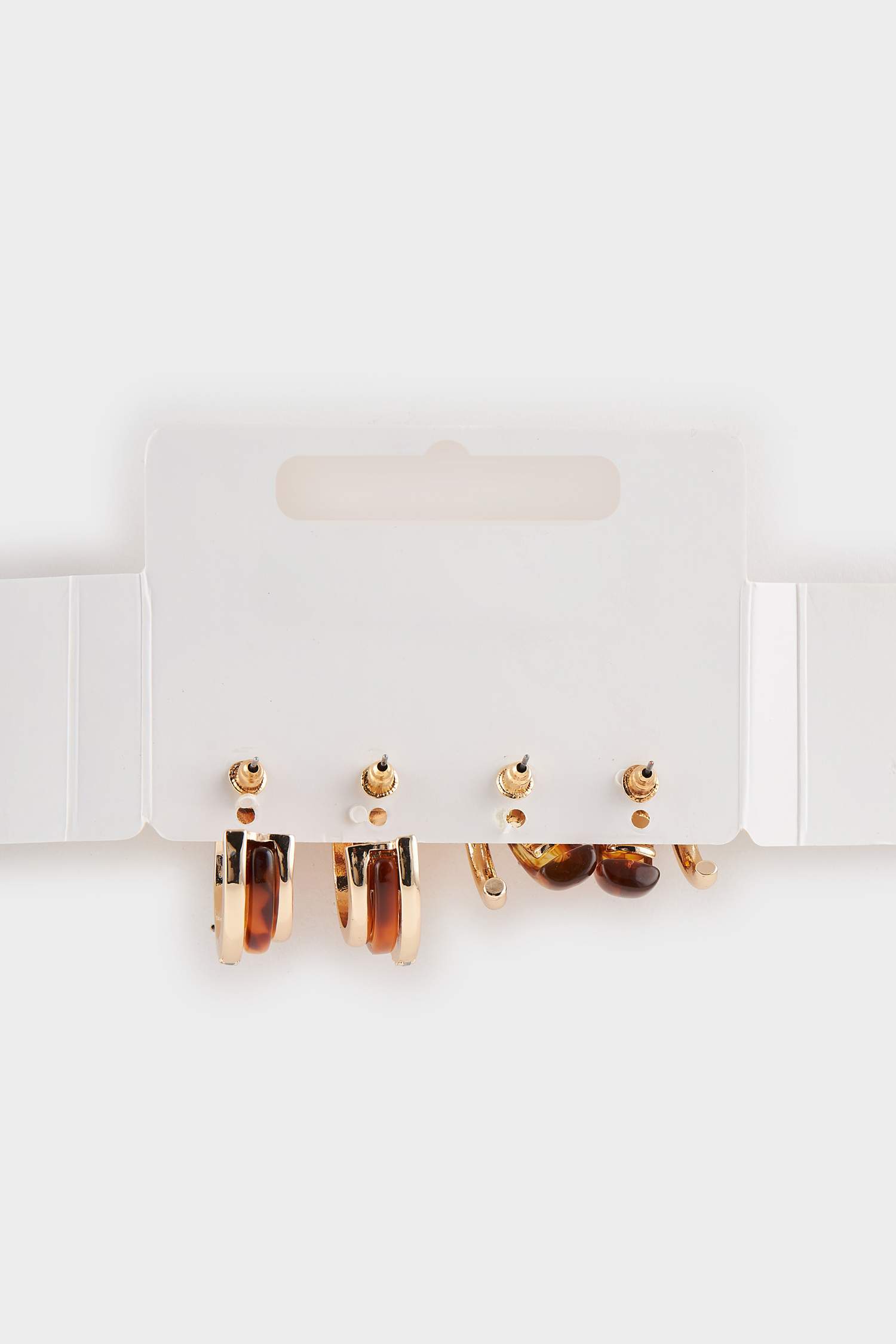 Kadın 2'li Kahverengi Taşlı Gold Küpe