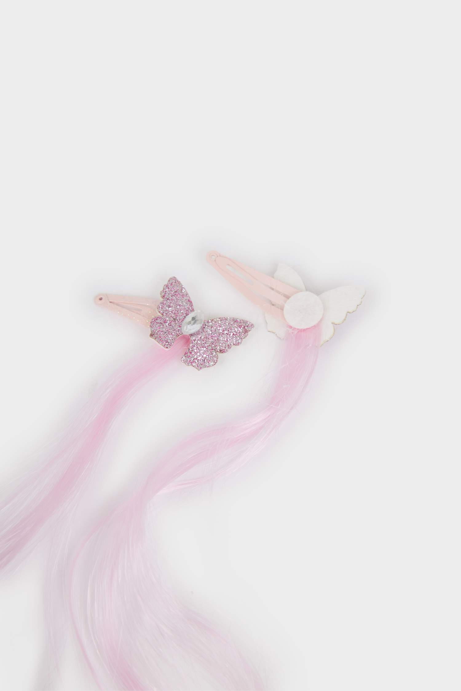 Kız Çocuk 4'lü Kelebekli Renkli Saçlı Çıtçıtlı Toka Seti