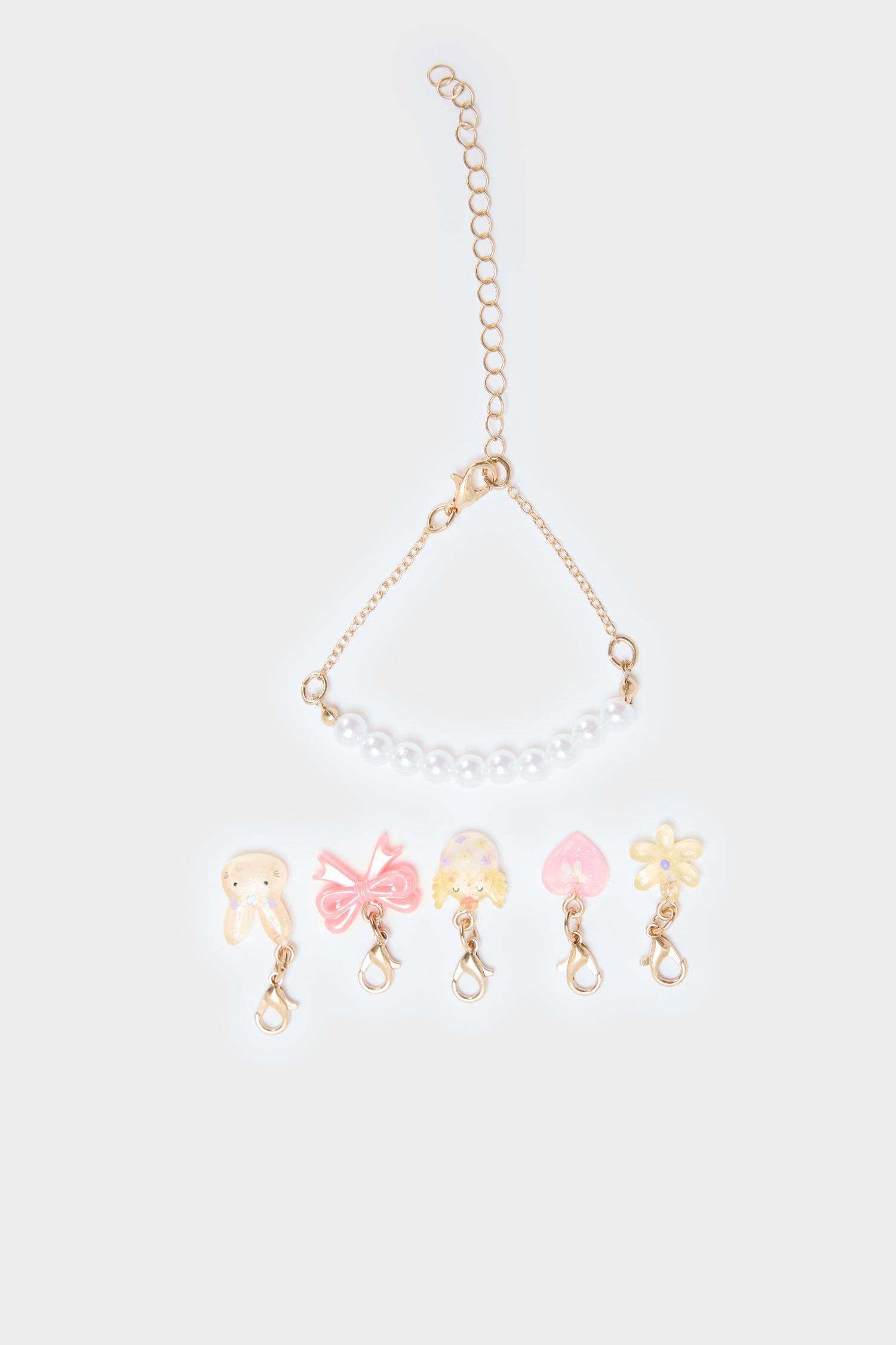 Kız Çocuk 6'lı Çıkarılabilir Charmlı İncili Bileklik